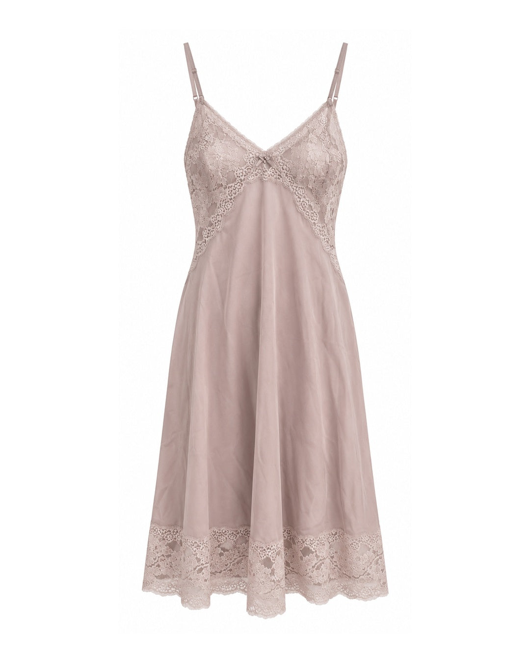 Beige Lace Trim Slip Dress (S)