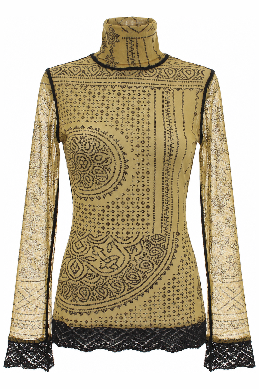 Vintage Jean Paul Gaultier Paisley Print Mesh Turtleneck