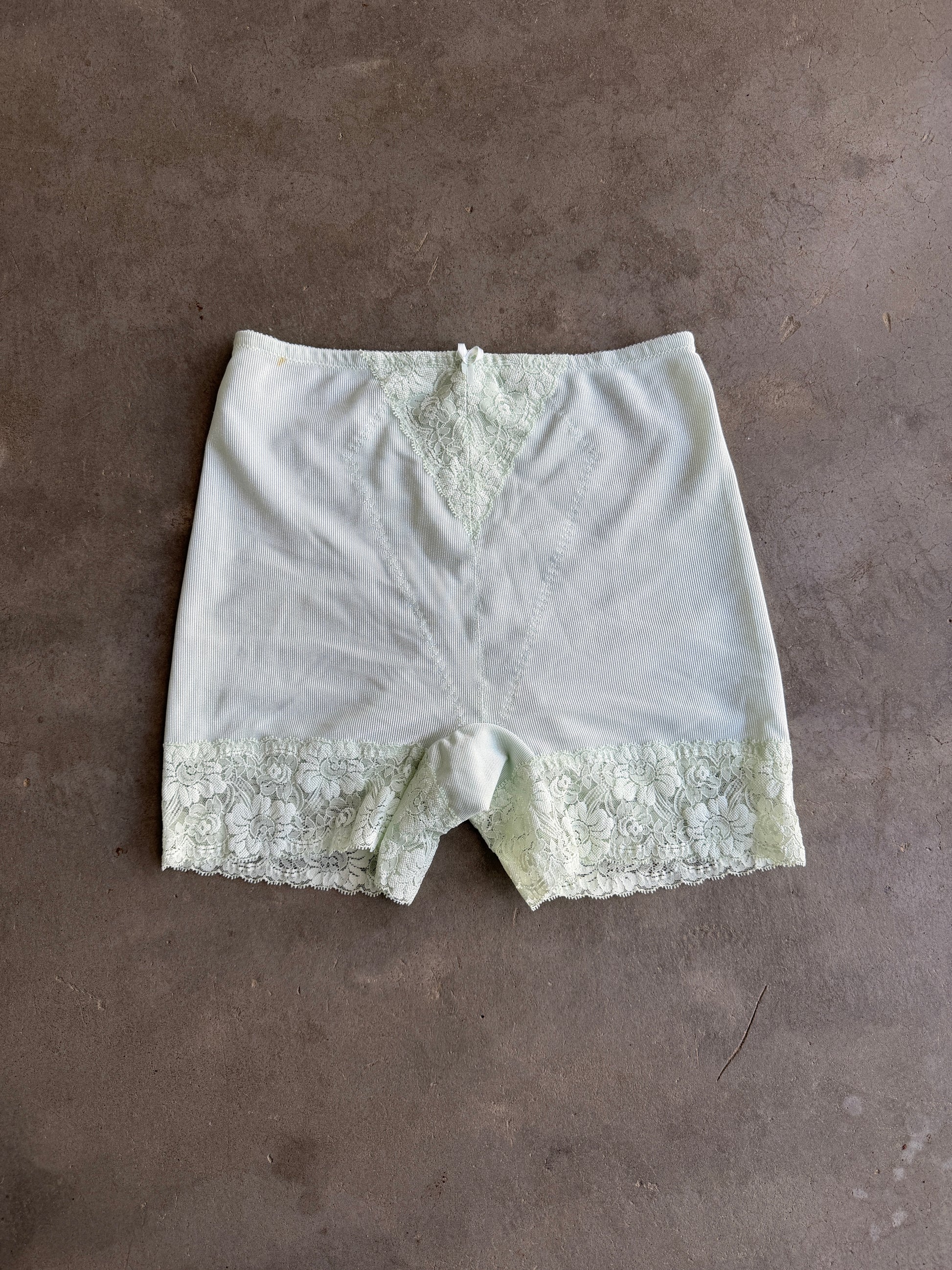 Vintage Japanese High-Waist Girdle Shorts in Pastel Green (Size XS/S)