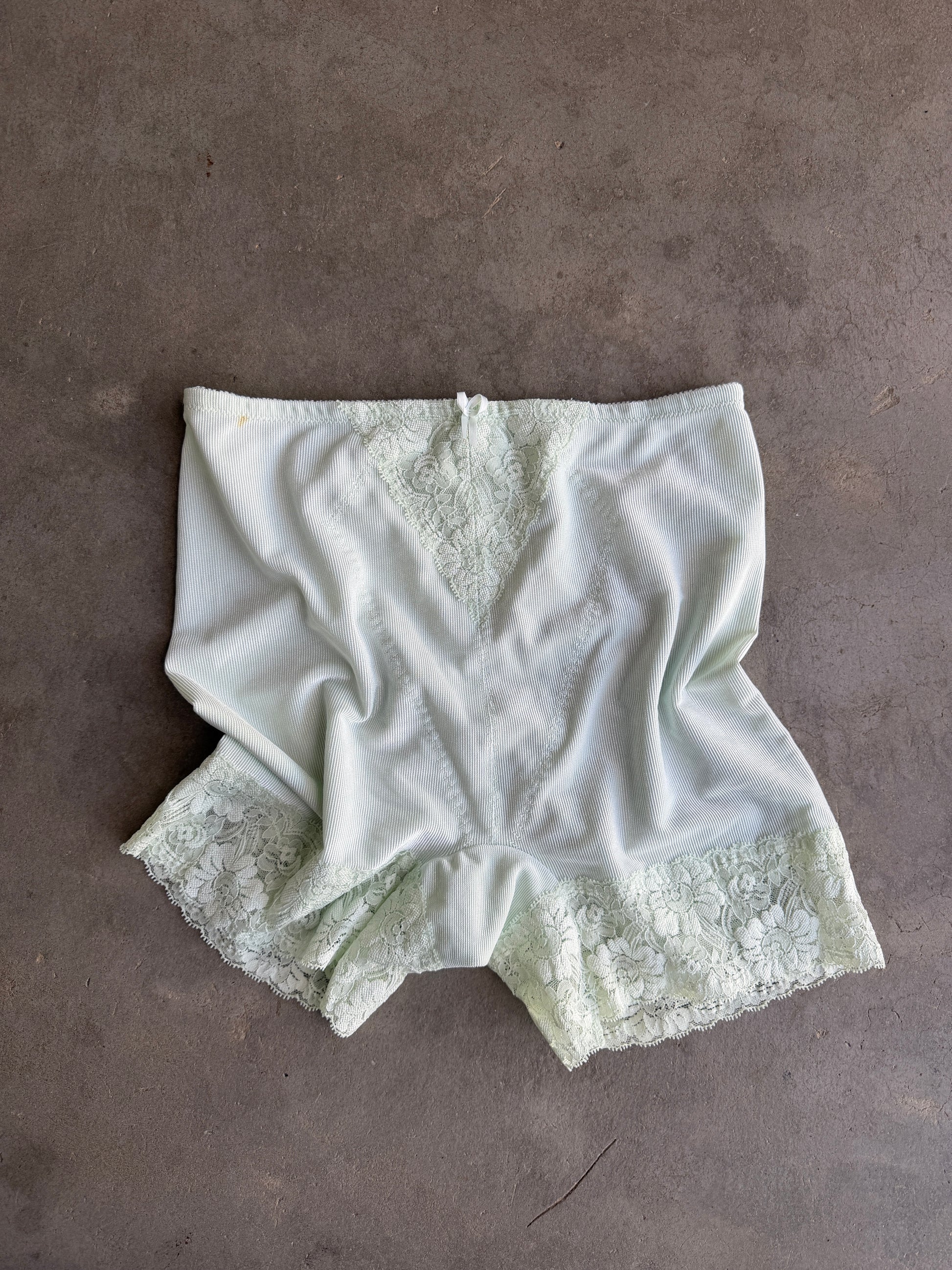Vintage Japanese High-Waist Girdle Shorts in Pastel Green (Size XS/S)