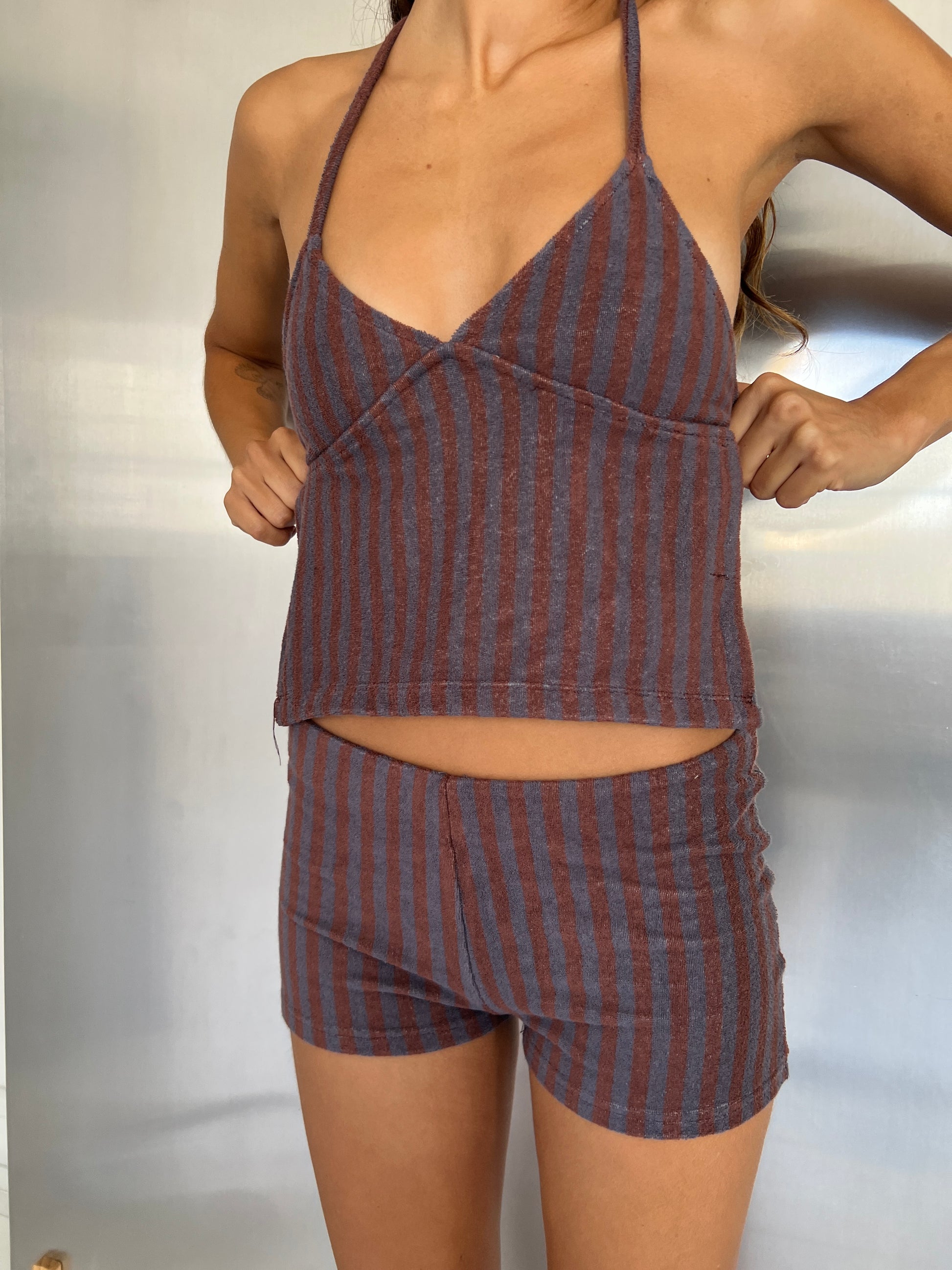 Peggy Backless Top — Steel Stripe