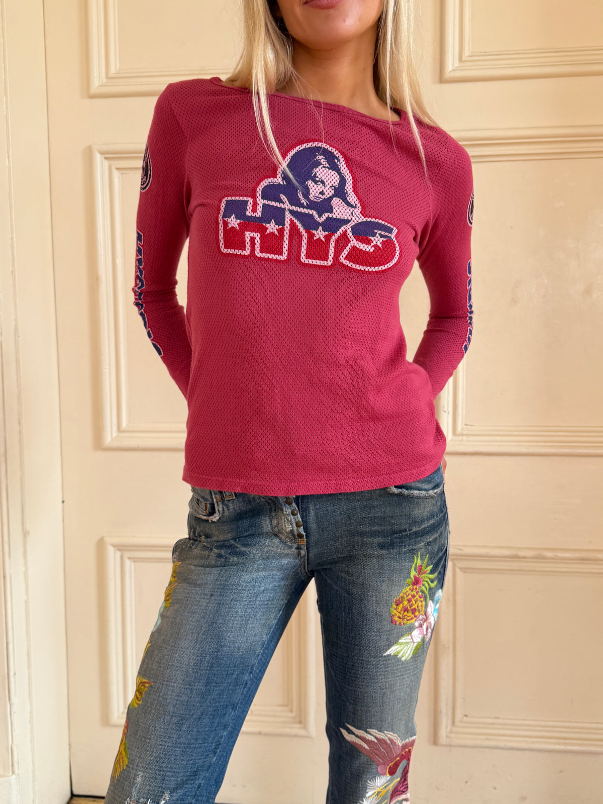 Hysteric Glamour Vintage Y2K Hys Girl Mesh Long Sleeve Top (XS)