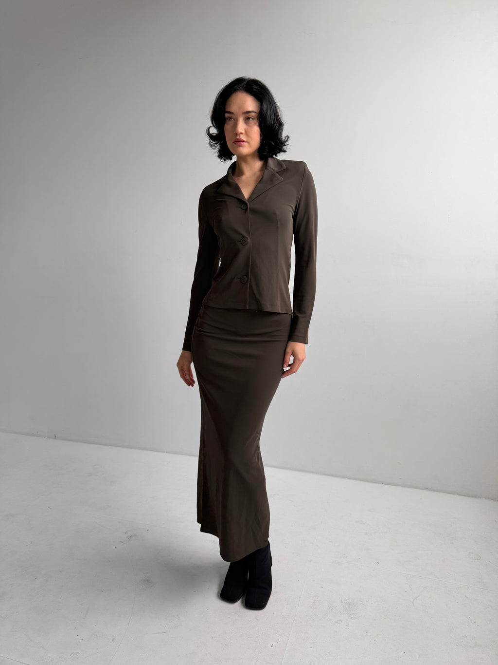 French Olive Brown Two-Piece Set (Fits XS)