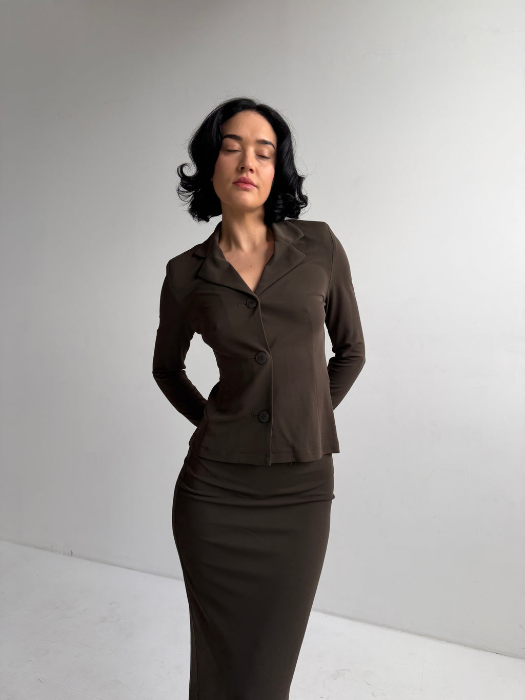 French Olive Brown Two-Piece Set (Fits XS)