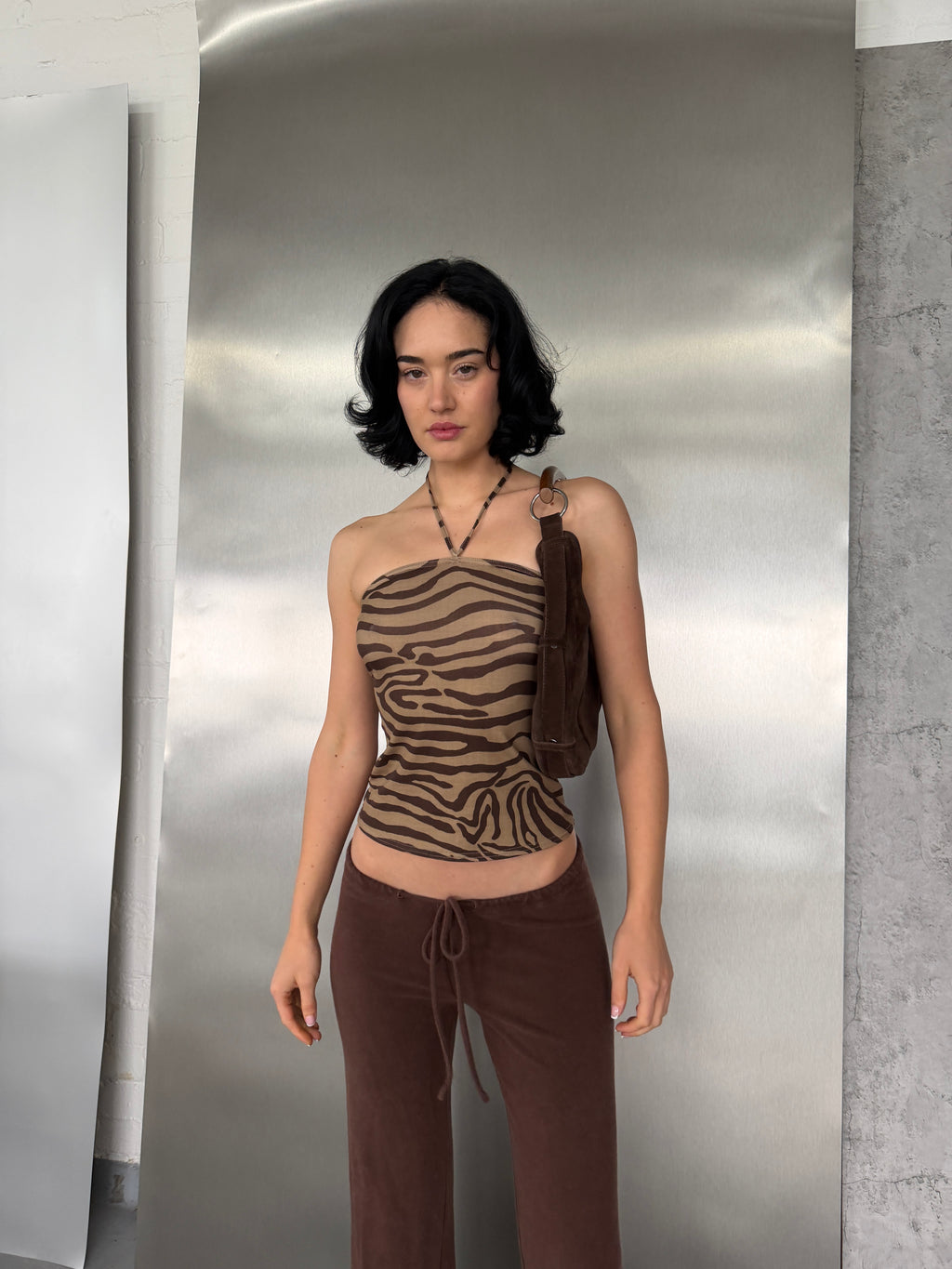 Zebra Print Halter Top (XS)