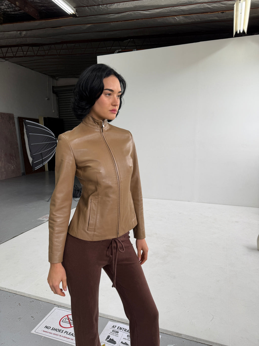 CK Calvin Klein Vintage Tan Leather Jacket (Fits XS/S)
