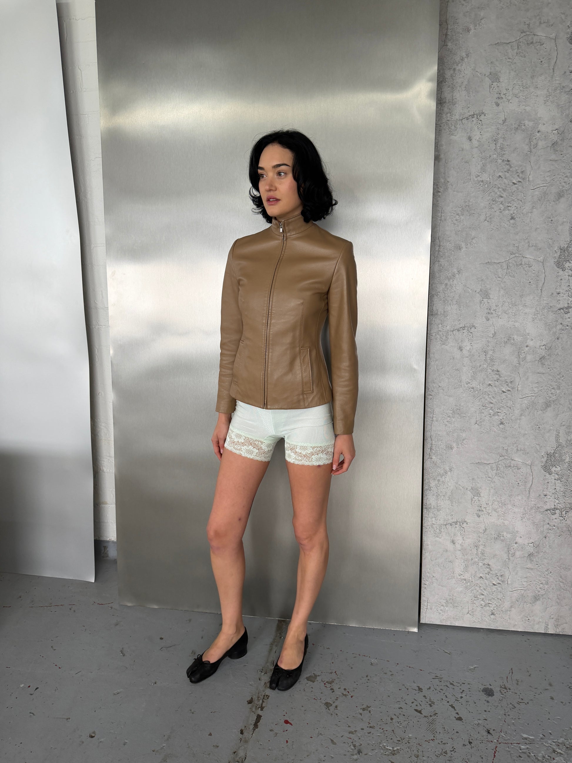 CK Calvin Klein Vintage Tan Leather Jacket (Fits XS/S)