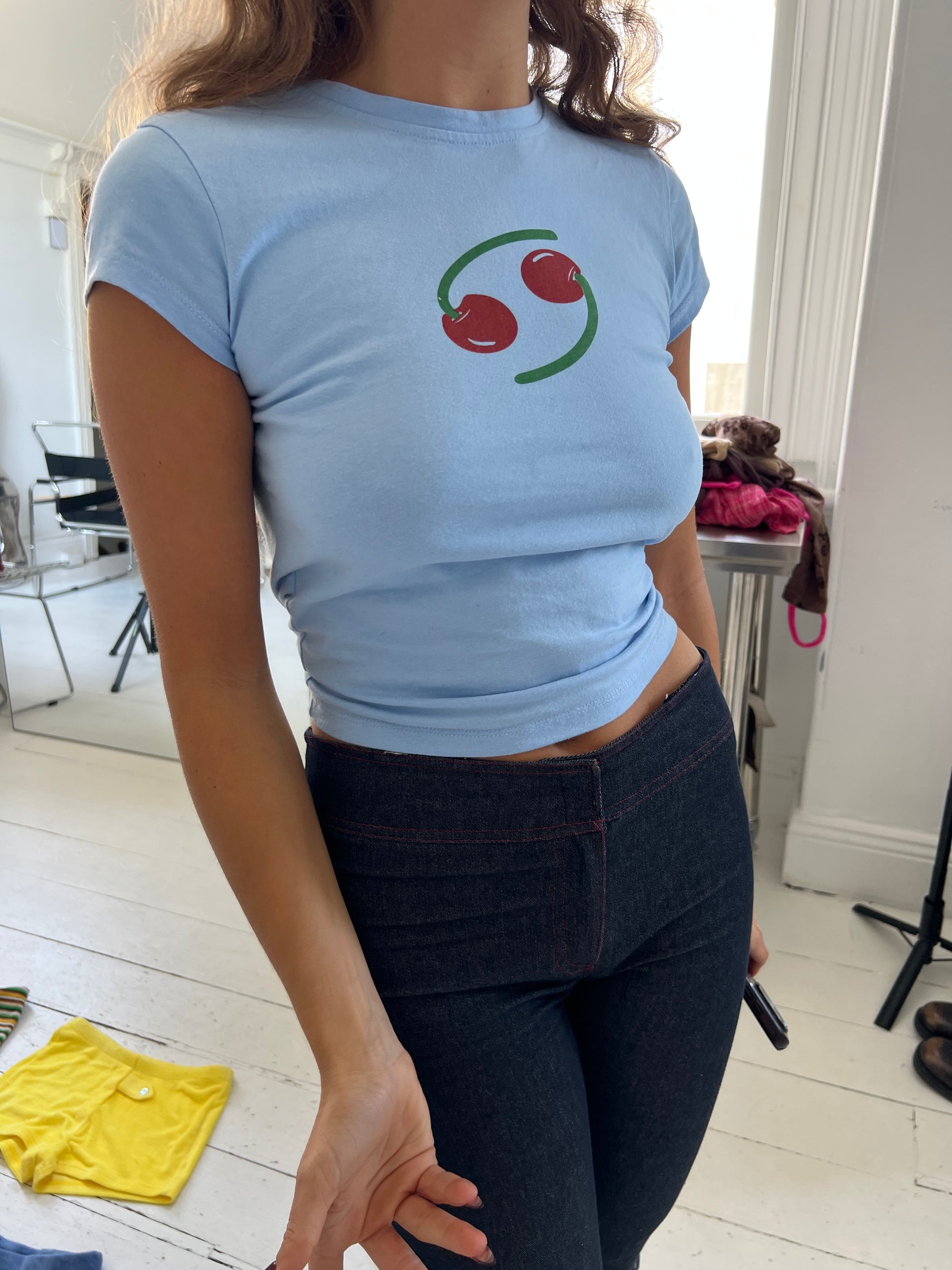 Iconic Cherry Tee - Baby Blue