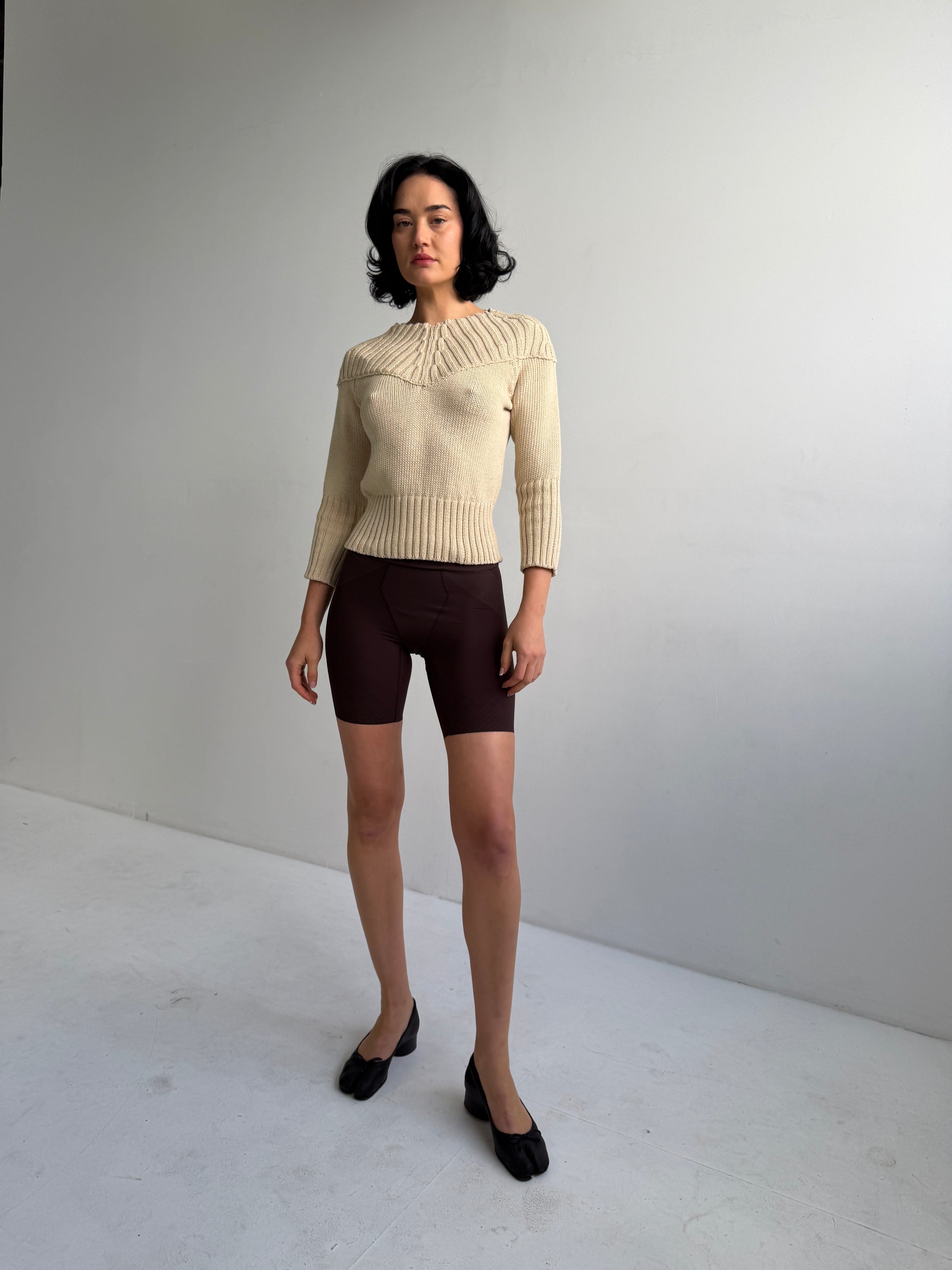 Yohji Yamamoto Vintage Beige Structured Knit Sweater (Fits XS/S)