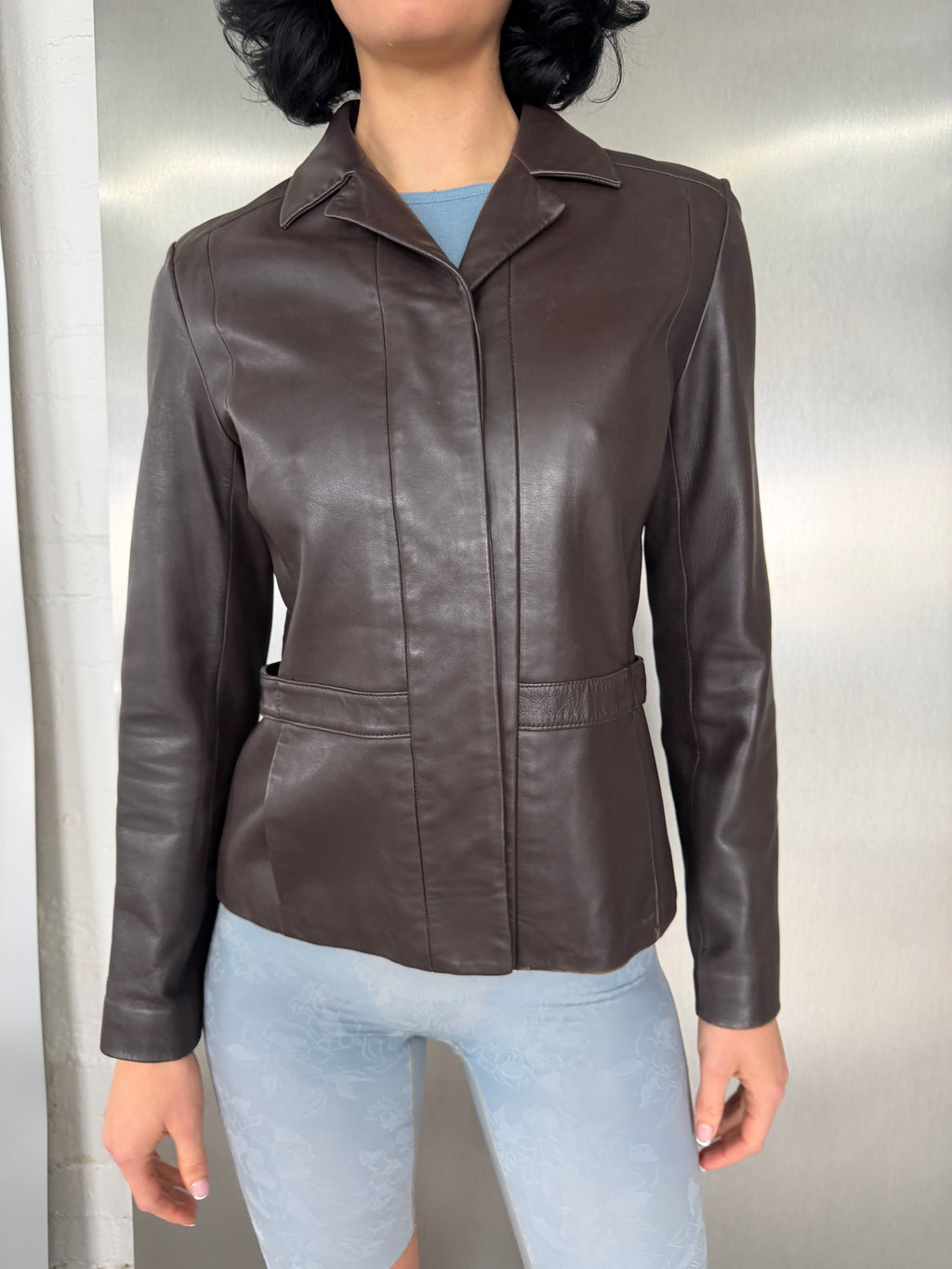 Sonia Rykiel Vintage Chocolate Brown Leather Jacket (Fits S)