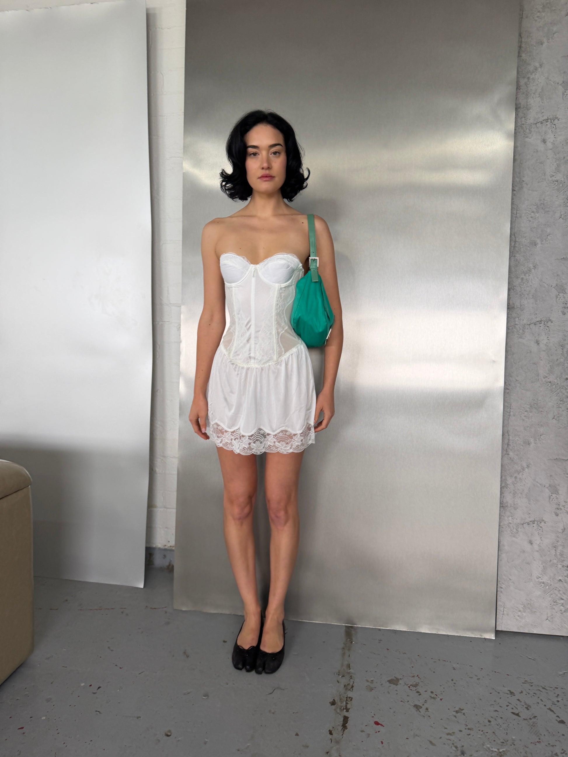 Deadstock White Lace Corset Lingerie Dress (Fits XS/S)
