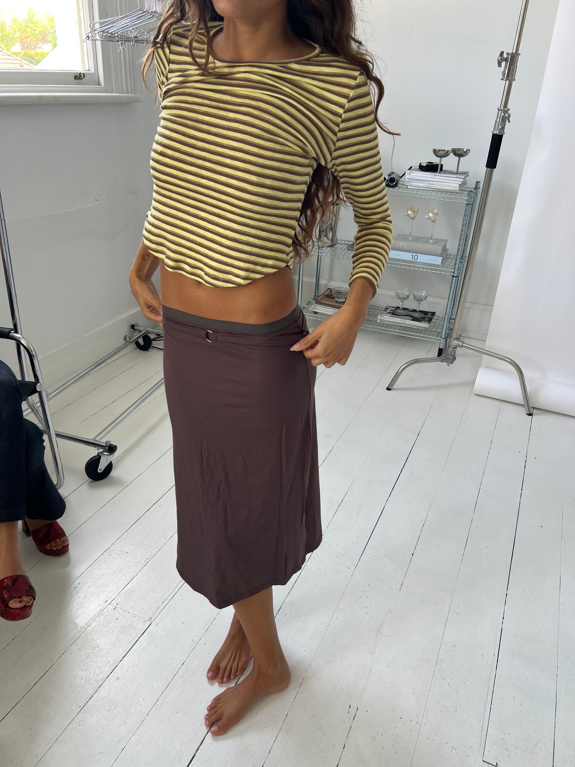 Aquila O'Ring Midi Skirt — Umber