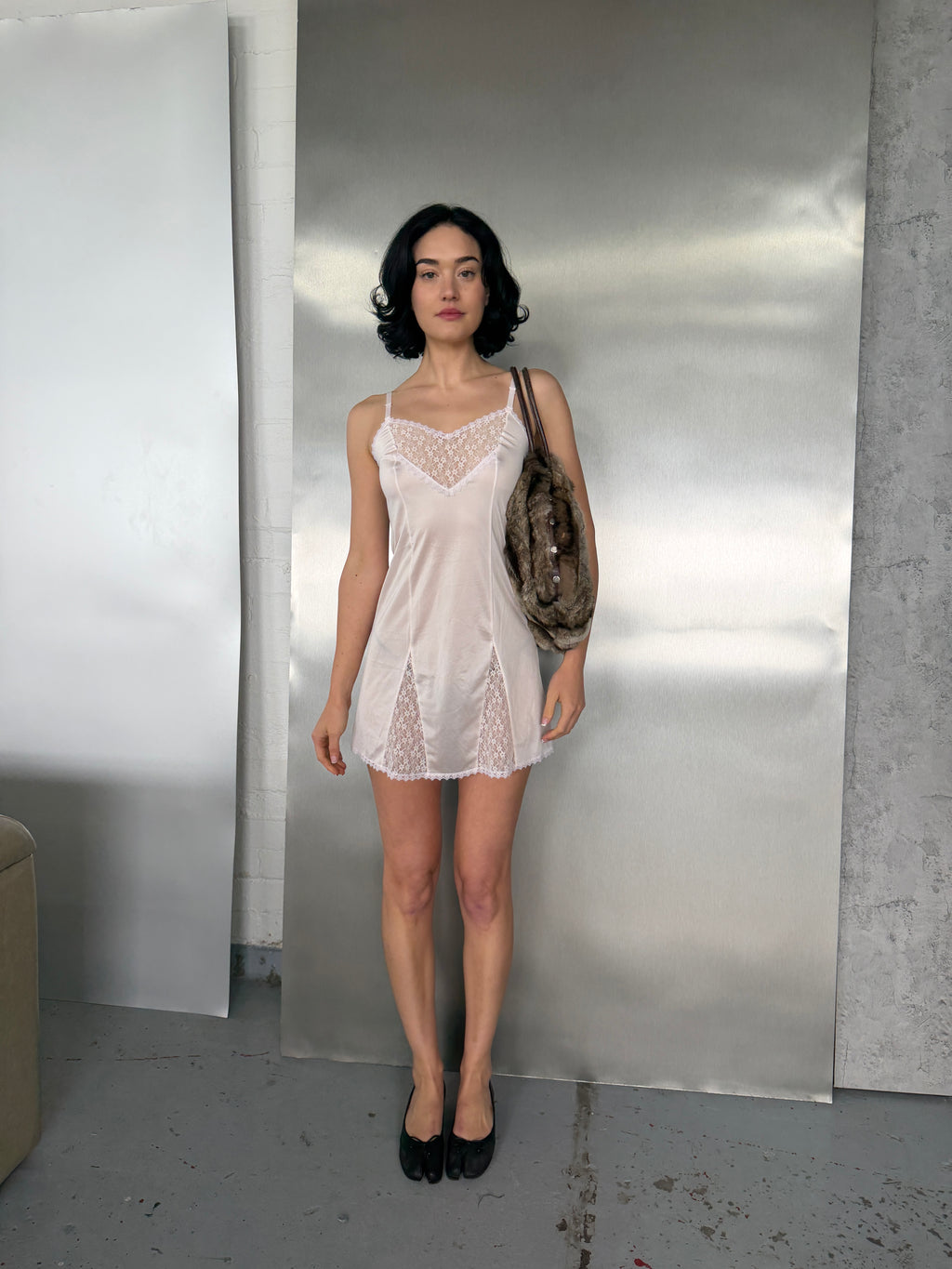 Vintage Pink Lace Slip Dress Made in Japan (Fits XS/S)