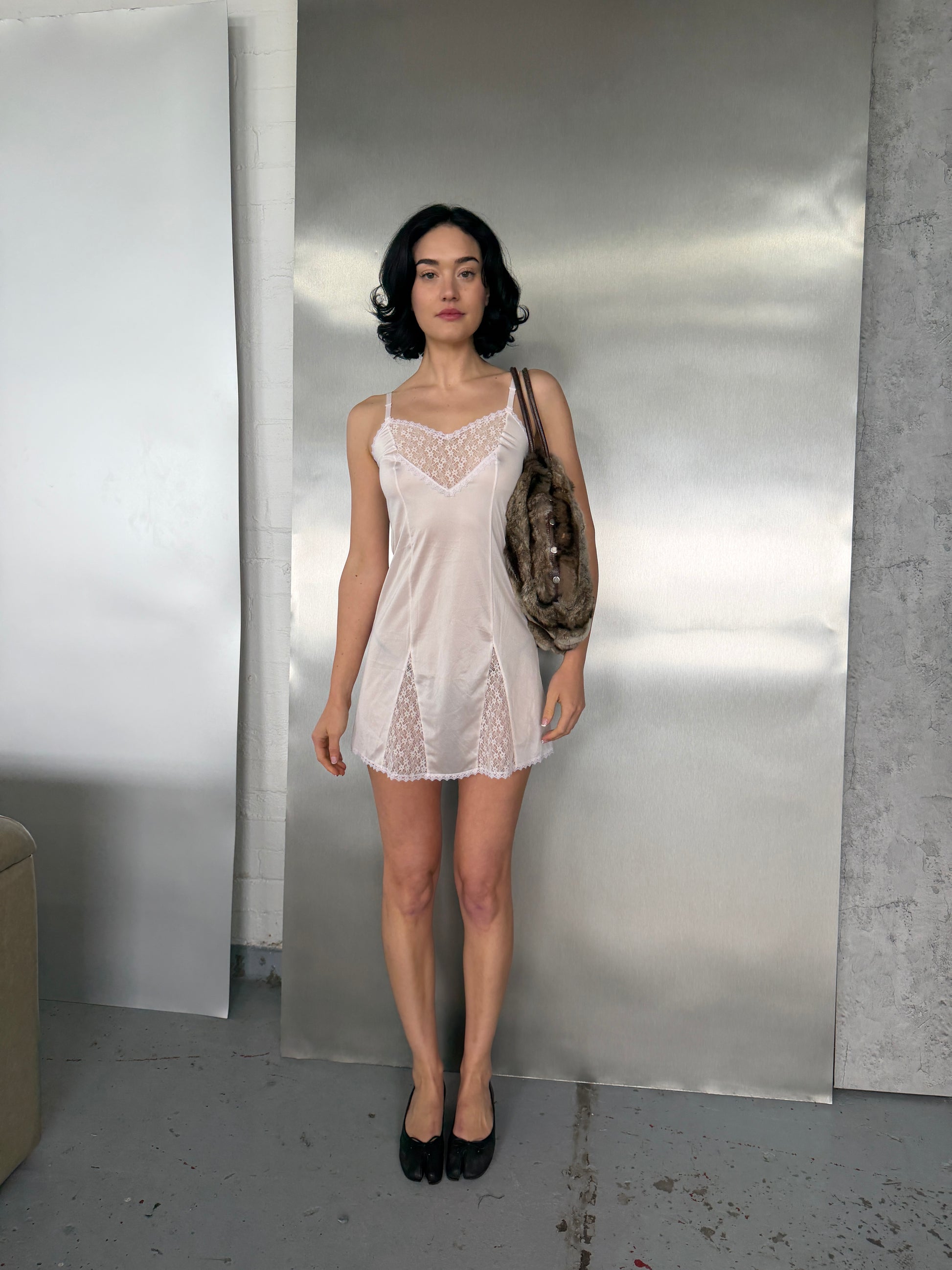 Vintage Pink Lace Slip Dress Made in Japan (Fits XS/S)