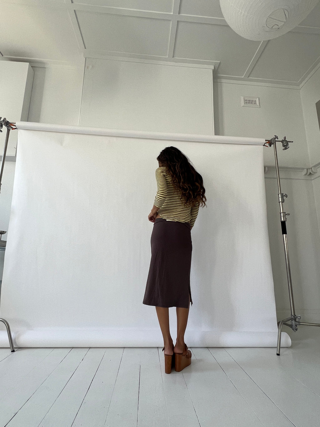 Aquila O'Ring Midi Skirt — Umber
