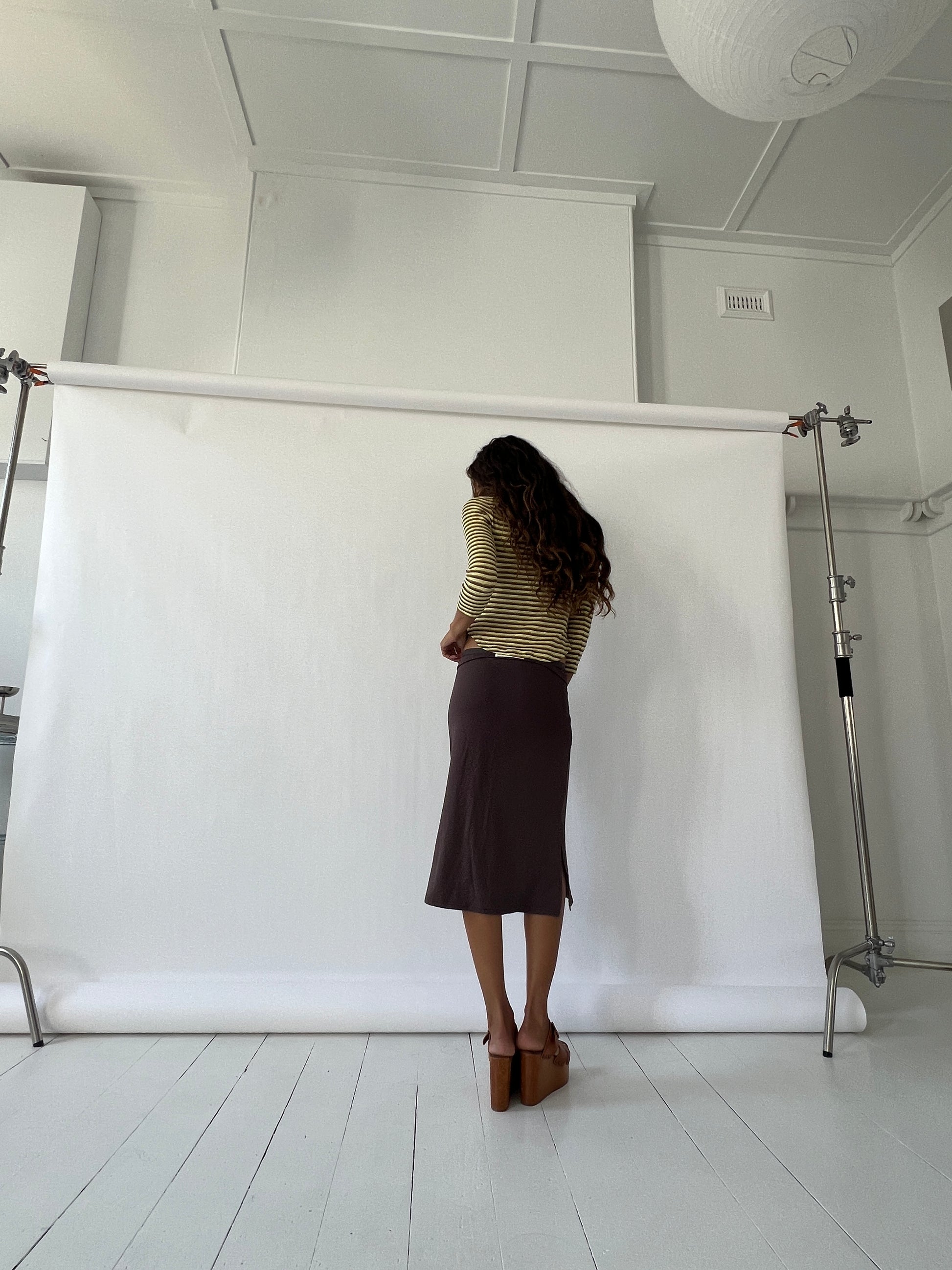 Aquila O'Ring Midi Skirt — Umber