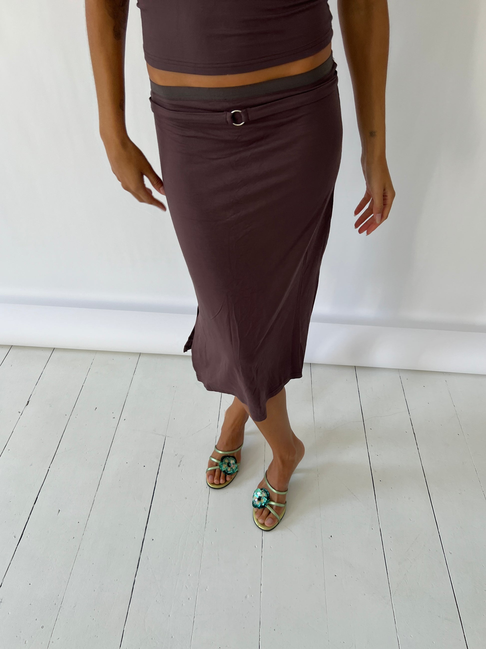 Aquila O'Ring Midi Skirt — Umber