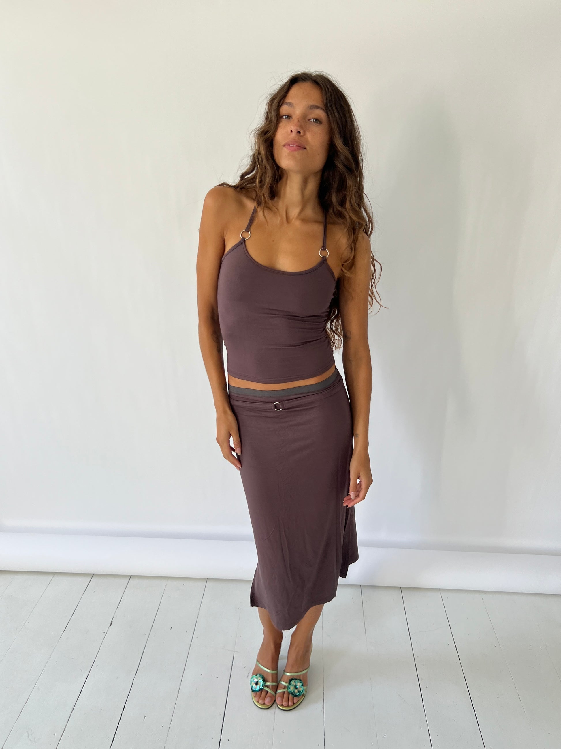 Aquila O'Ring Midi Skirt — Umber