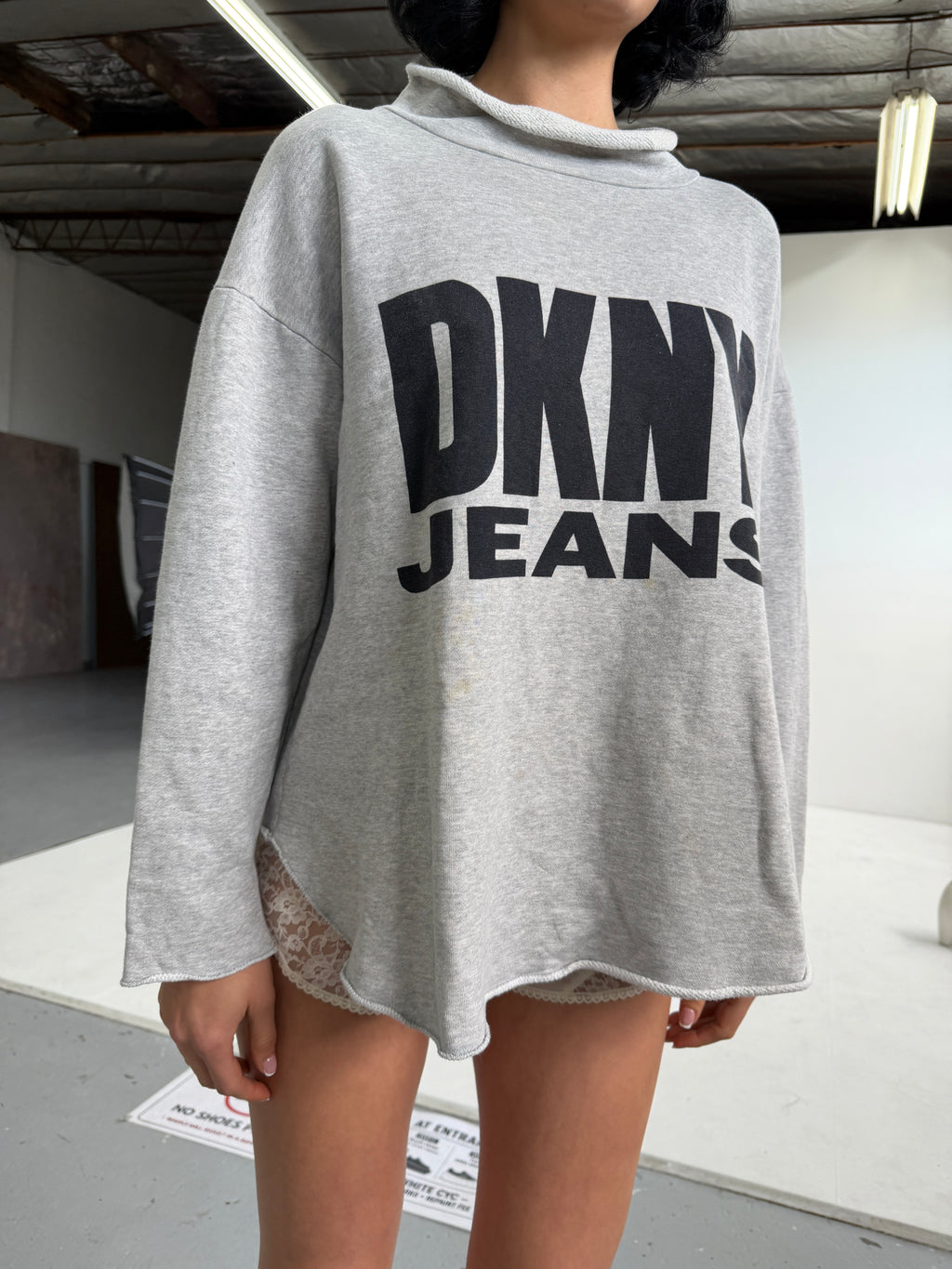 DKNY Jeans Vintage Grey Logo Sweatshirt (M/L)