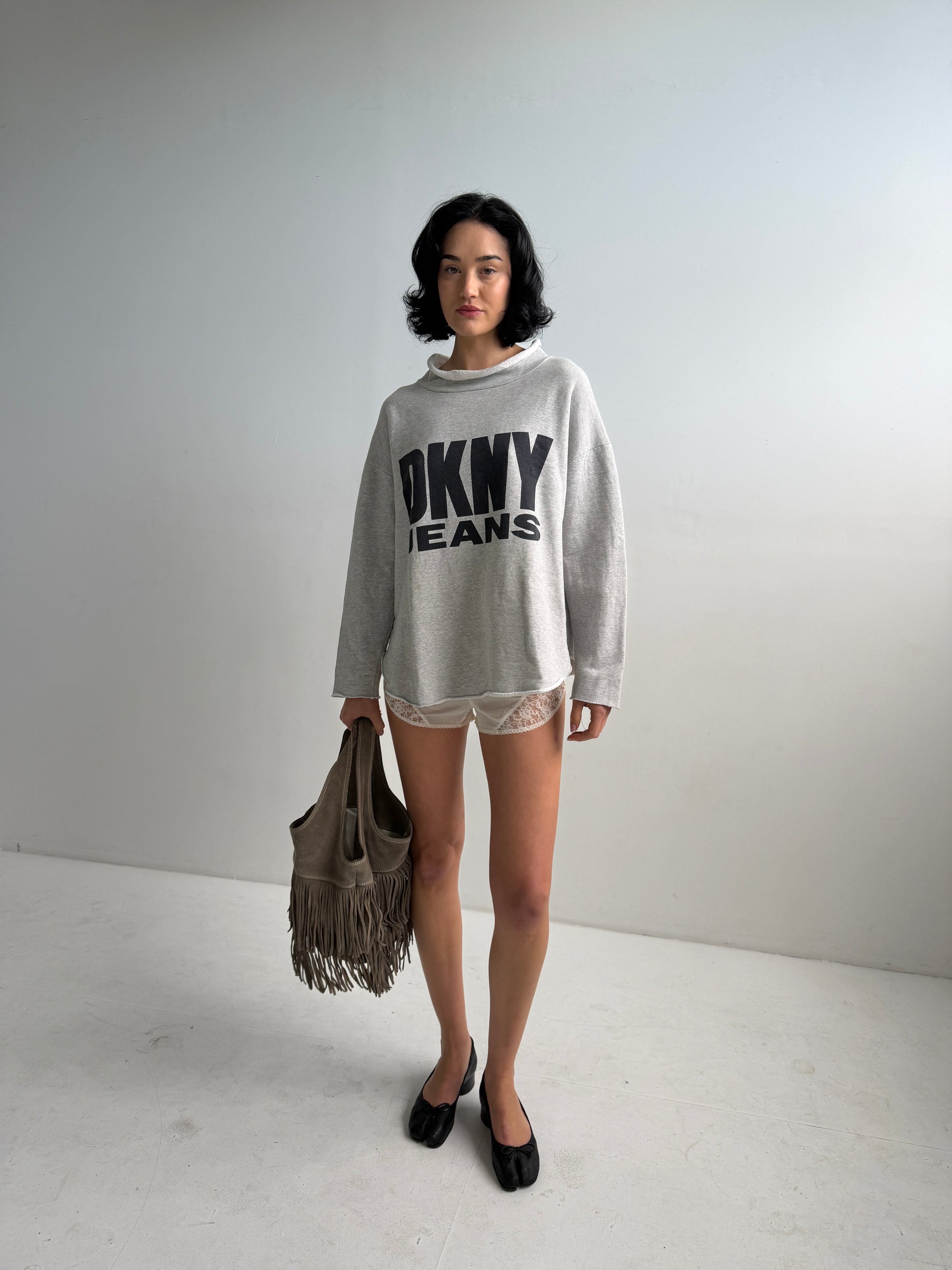 DKNY Jeans Vintage Grey Logo Sweatshirt (M/L)