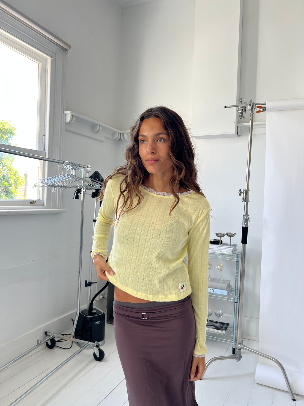 Pointelle Long Sleeve — Lemon