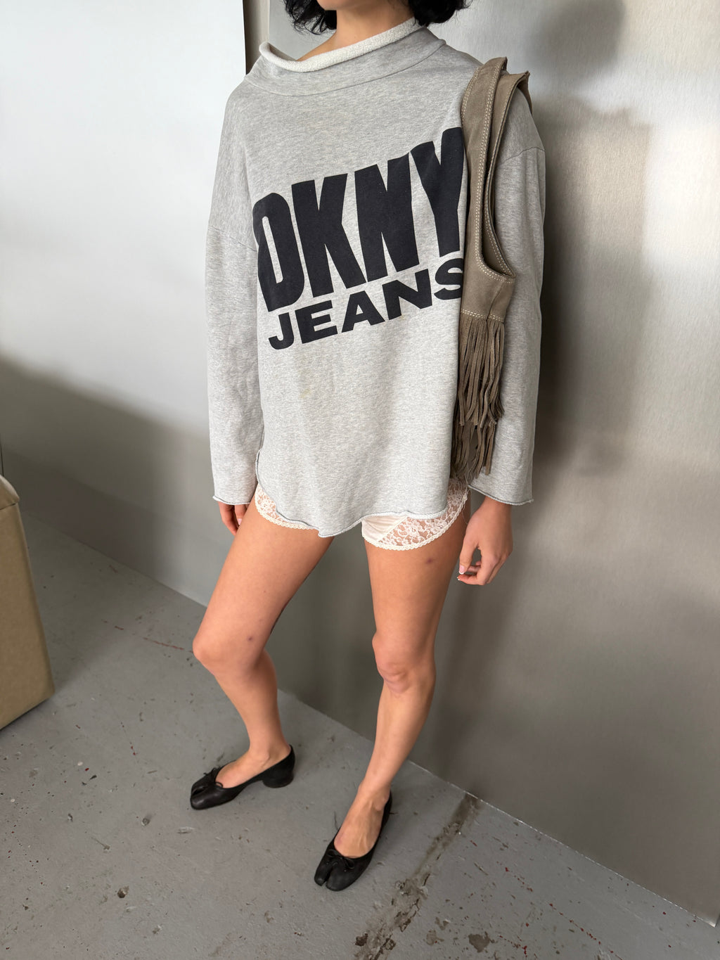 DKNY Jeans Vintage Grey Logo Sweatshirt (M/L)