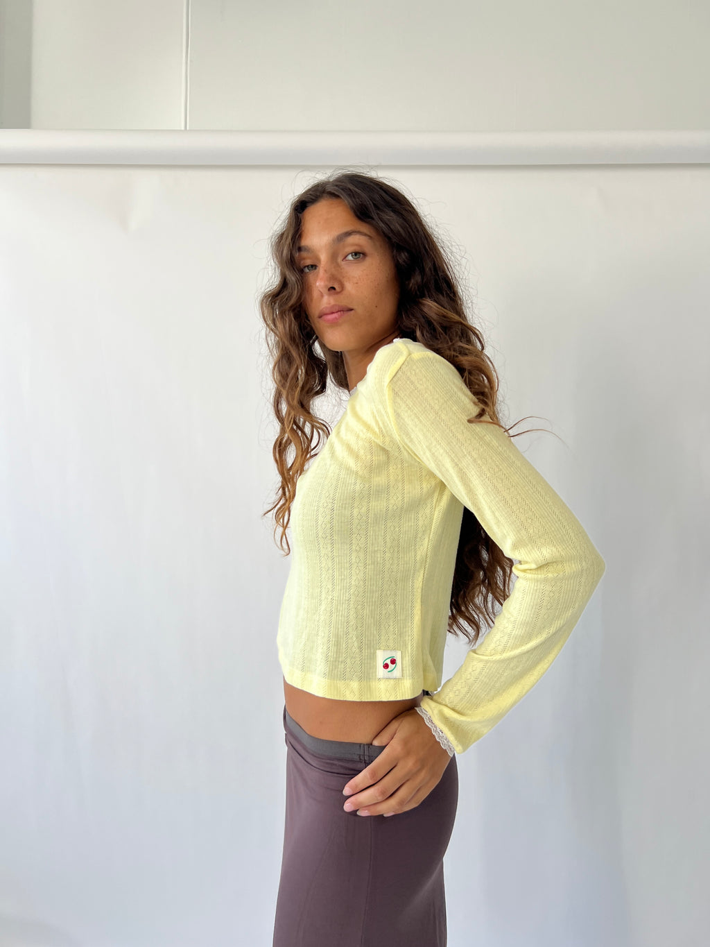 Pointelle Long Sleeve — Lemon