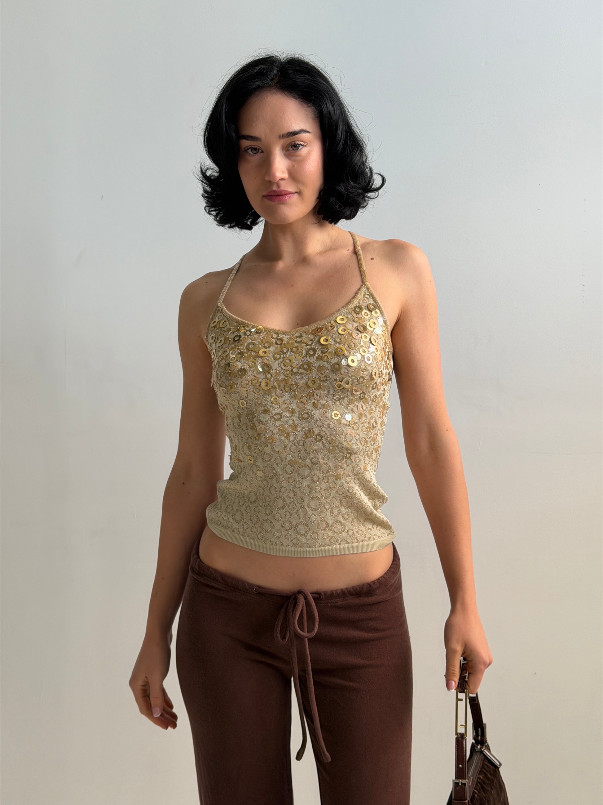 Y2K Gold Lurex Sequin Cami (XS)