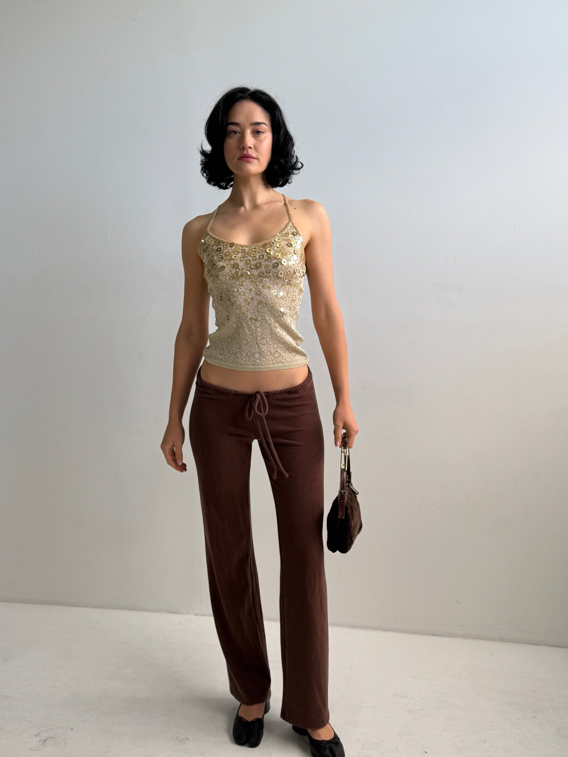 Y2K Gold Lurex Sequin Cami (XS)