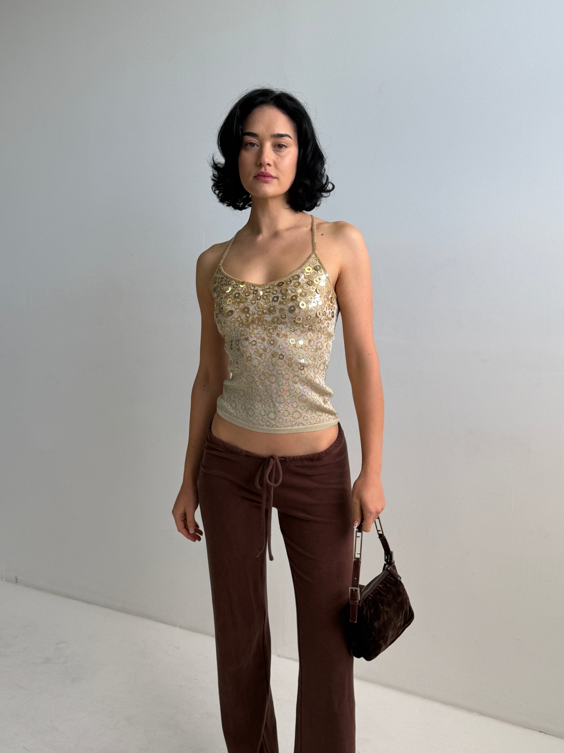 Y2K Gold Lurex Sequin Cami (XS)