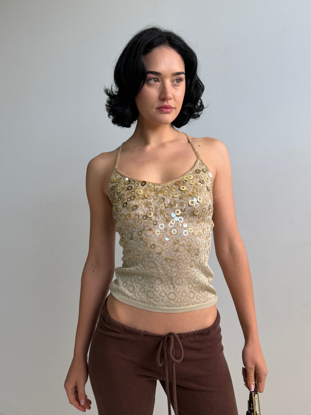 Y2K Gold Lurex Sequin Cami (XS)