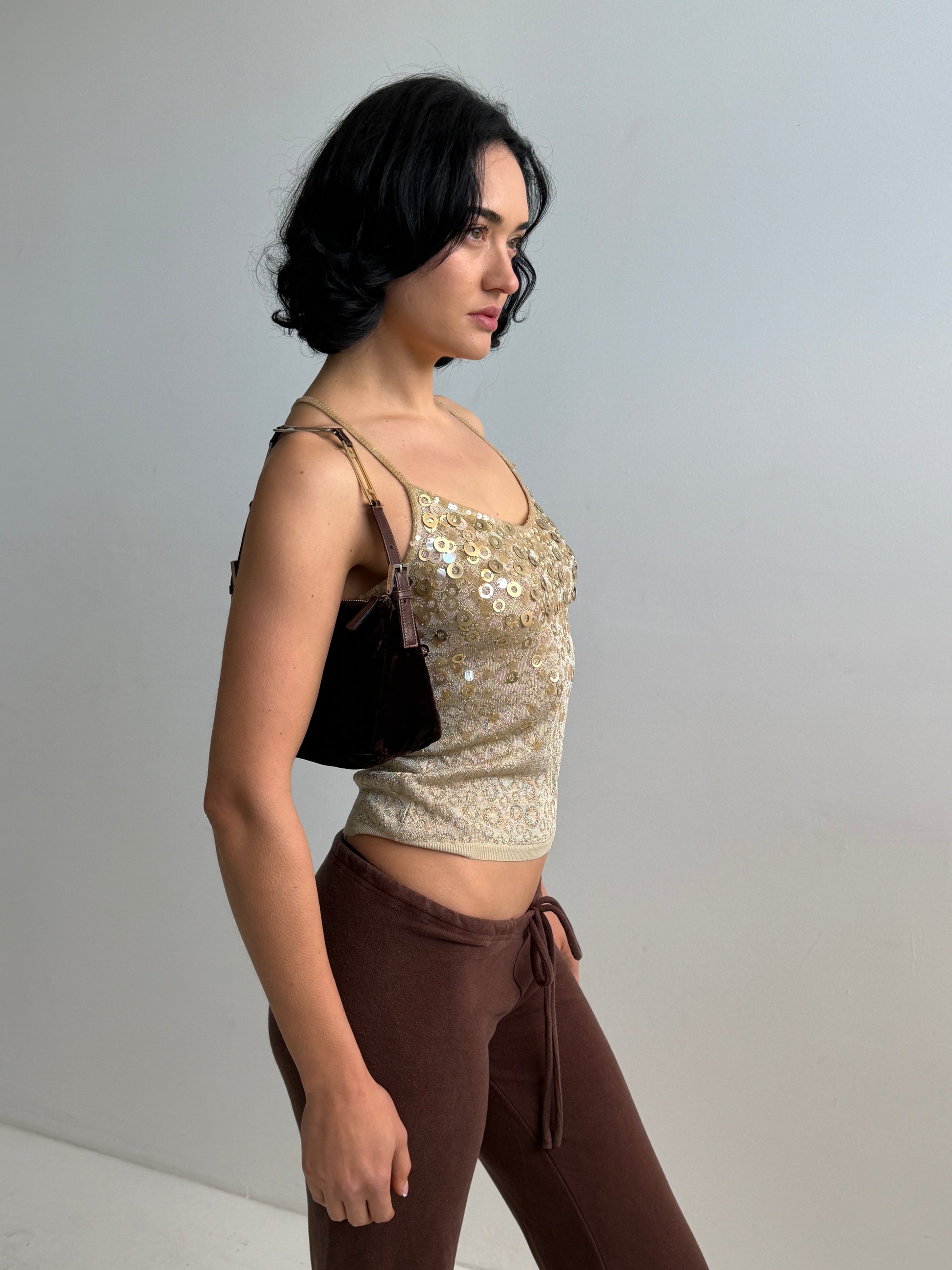 Y2K Gold Lurex Sequin Cami (XS)