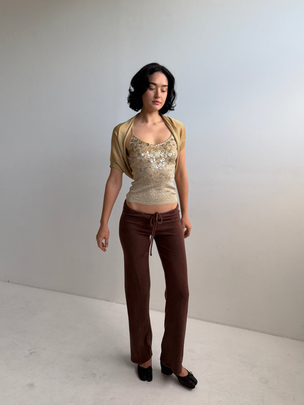 DKNY Lurex Gold Bolero Shrug (Fits XS-M)