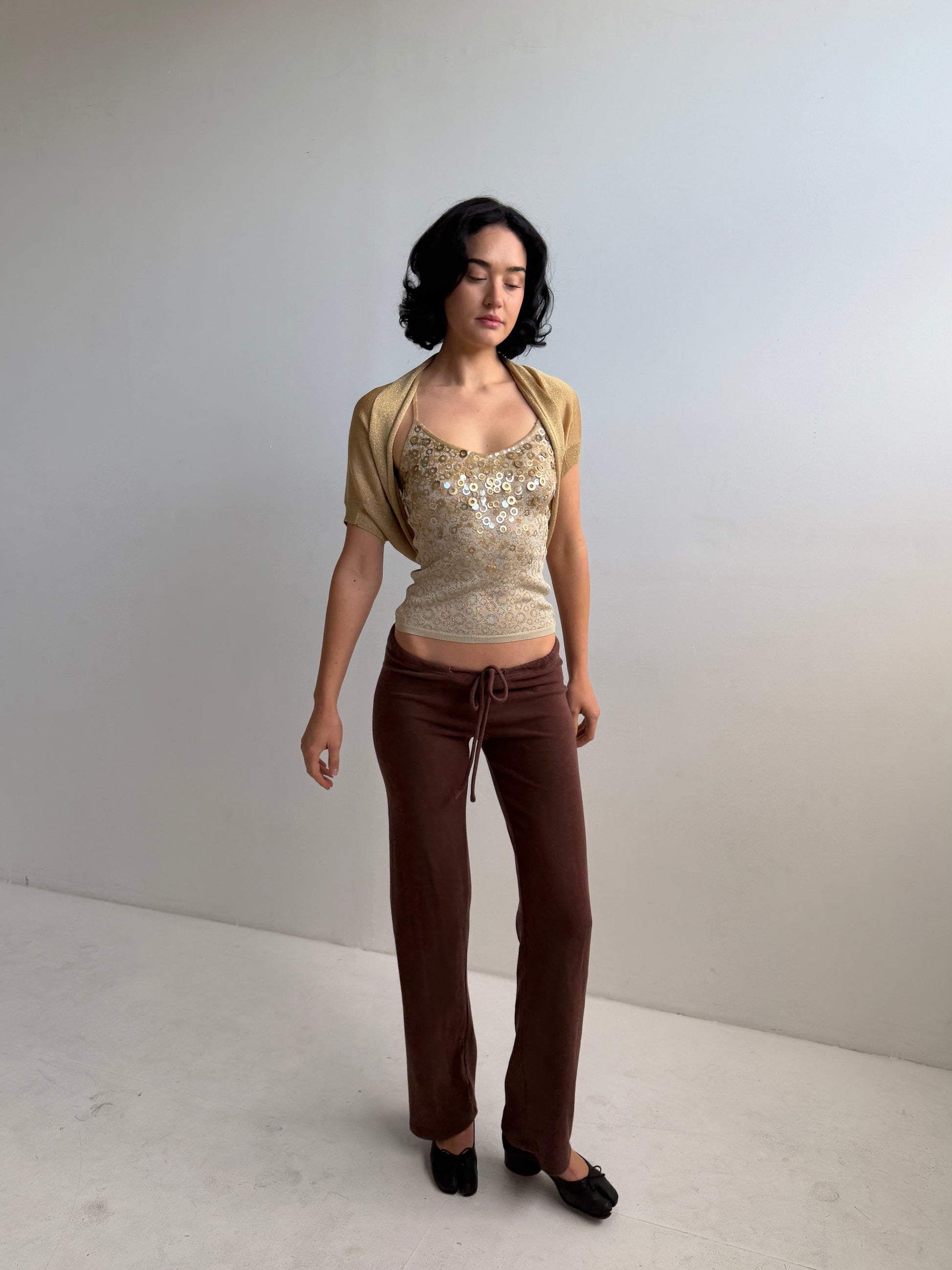 DKNY Lurex Gold Bolero Shrug (Fits XS-M)