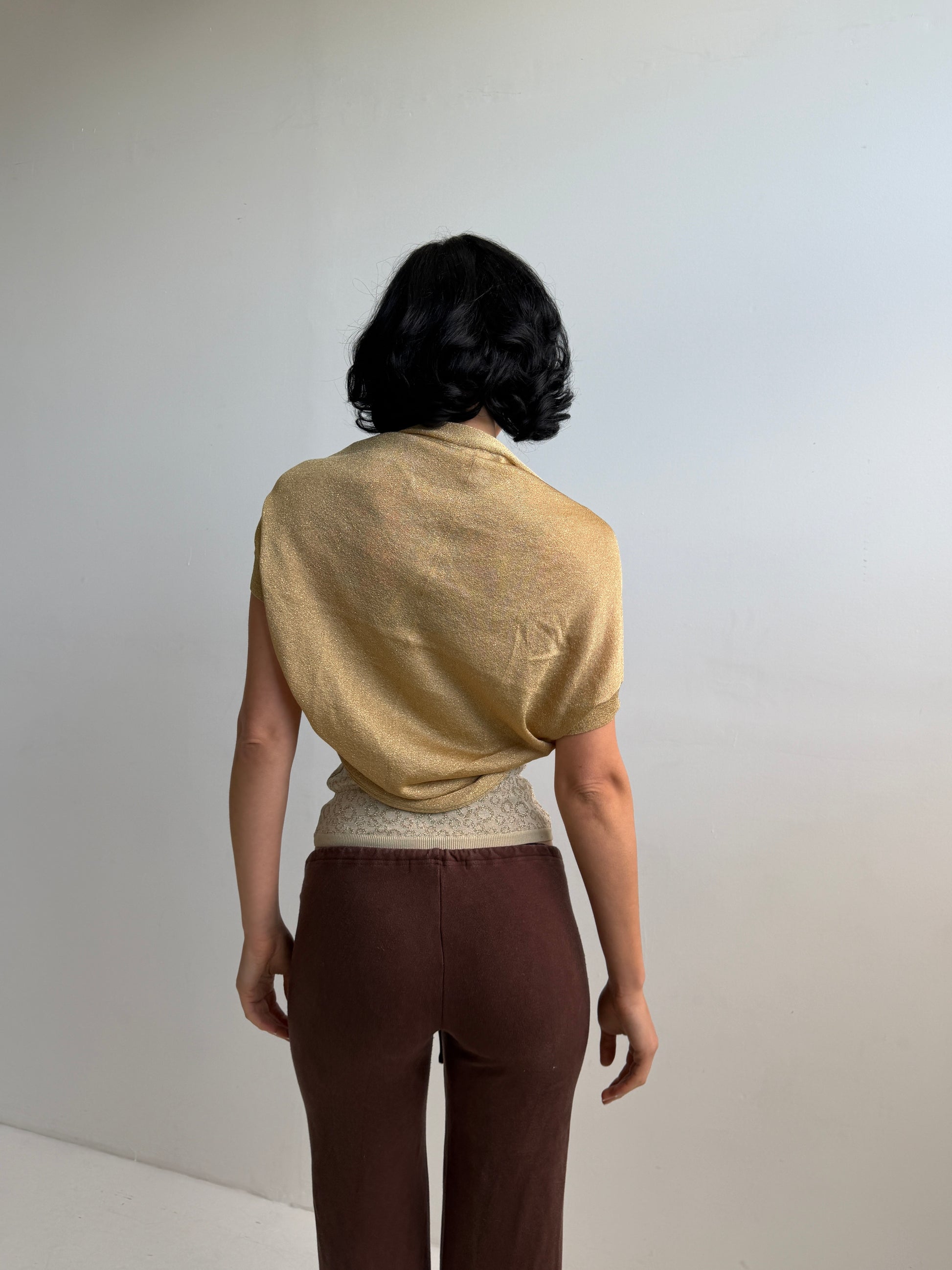 DKNY Lurex Gold Bolero Shrug (Fits XS-M)