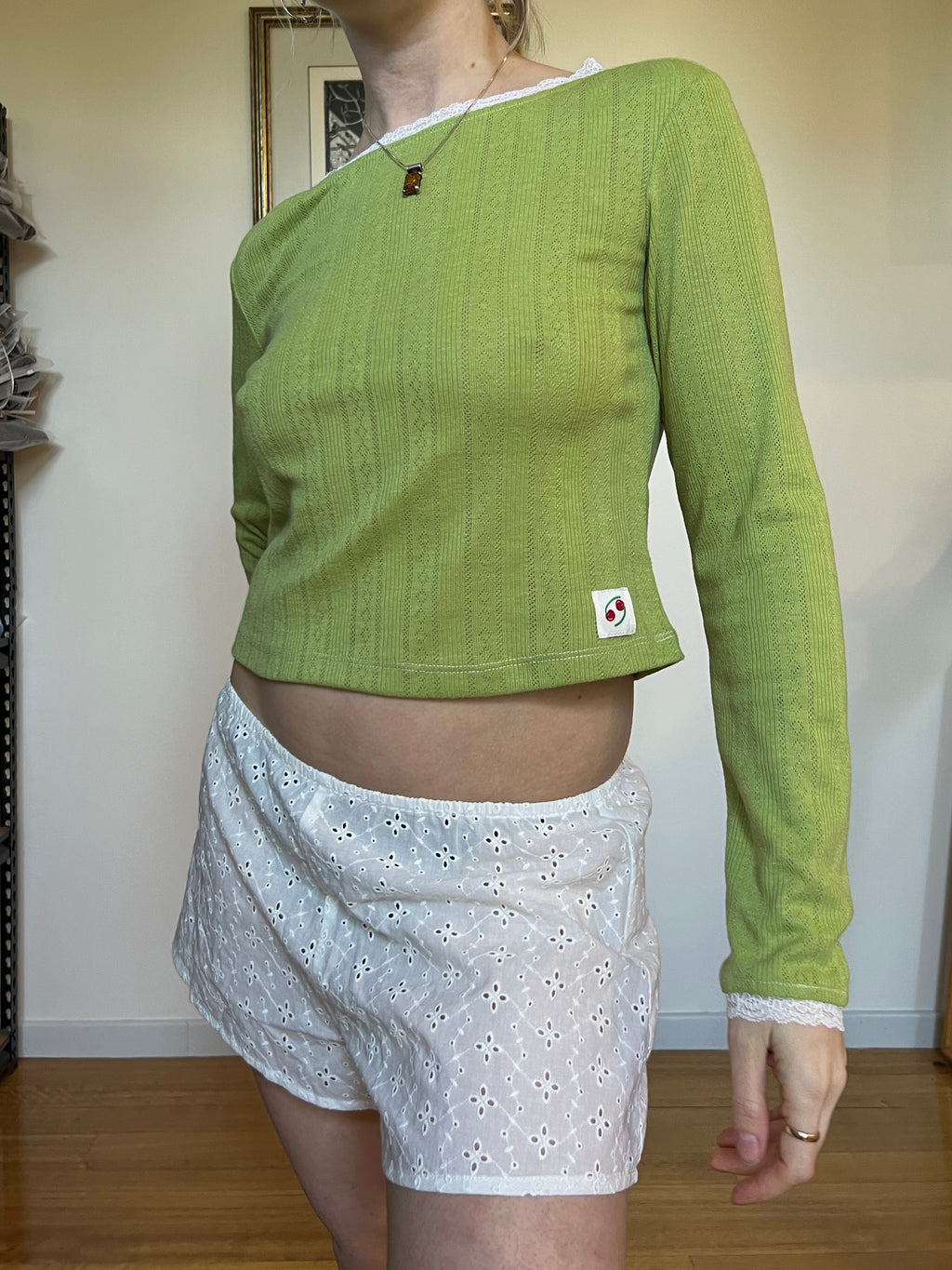Pointelle Long Sleeve — Matcha