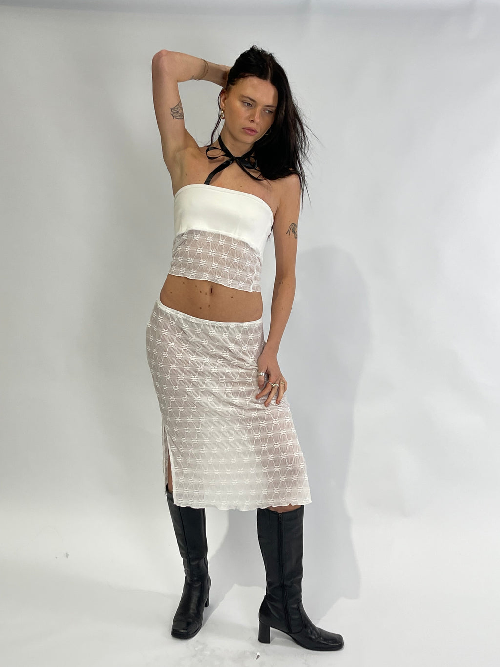 Sabrina Mesh Boob Tube — White