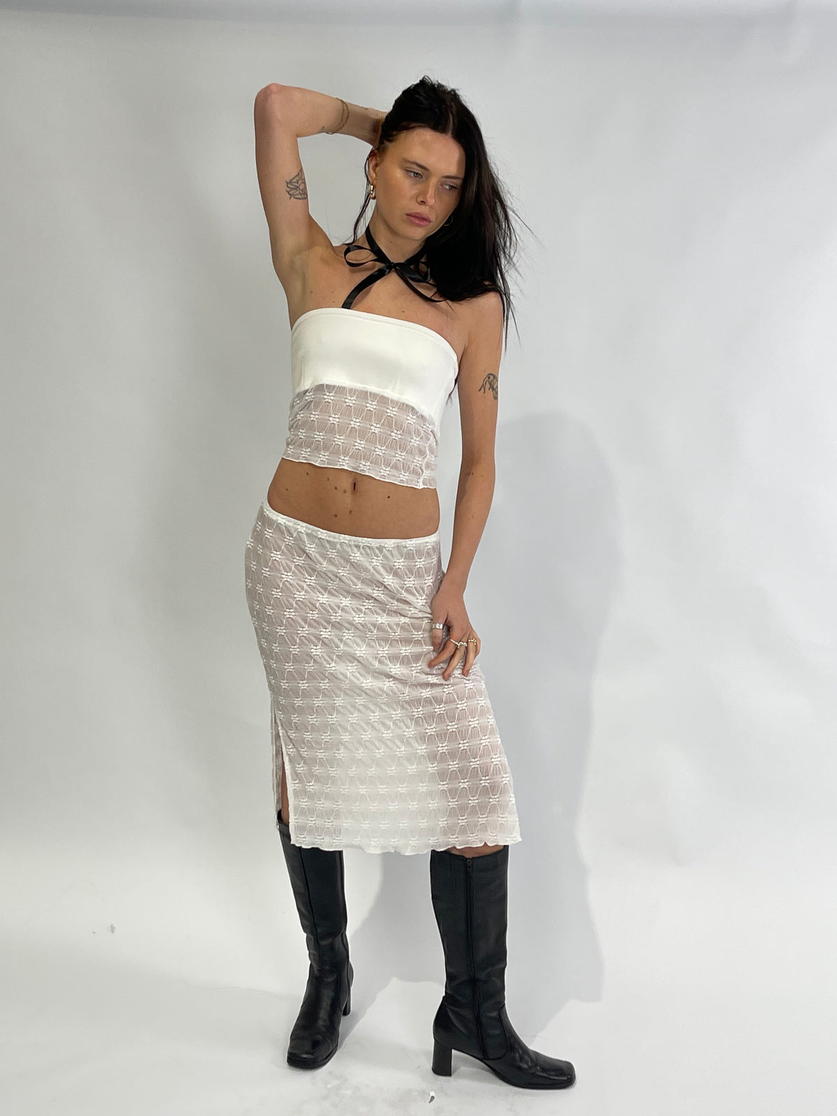 Sabrina Mesh Boob Tube — White