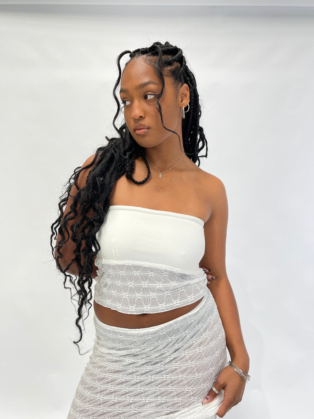 Sabrina Mesh Boob Tube — White