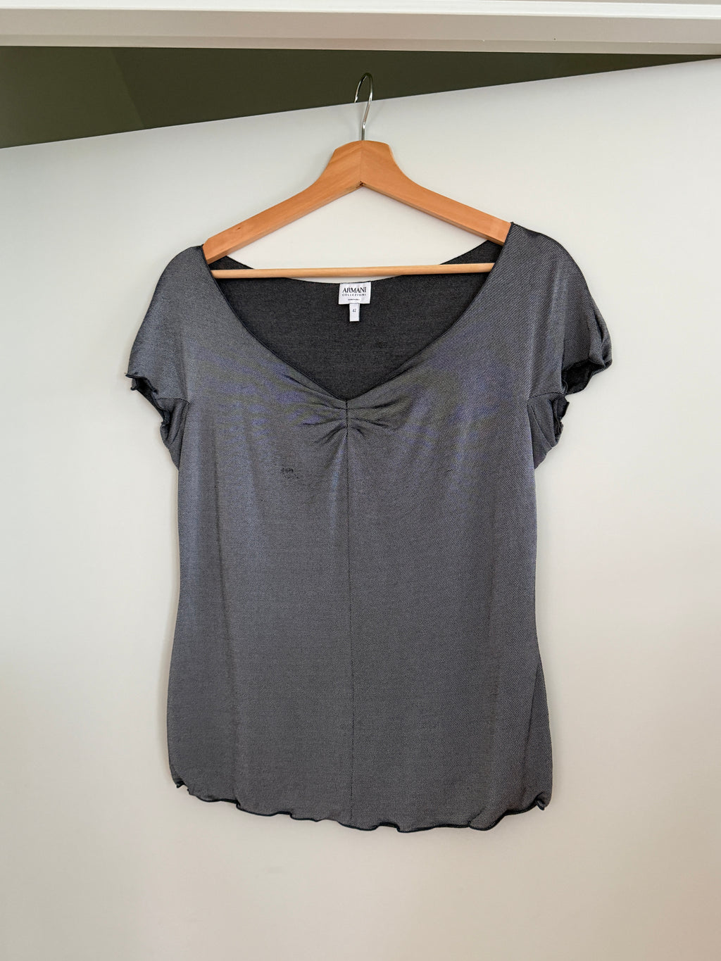 Vintage Armani Ruched Neckline Fitted Top (M)