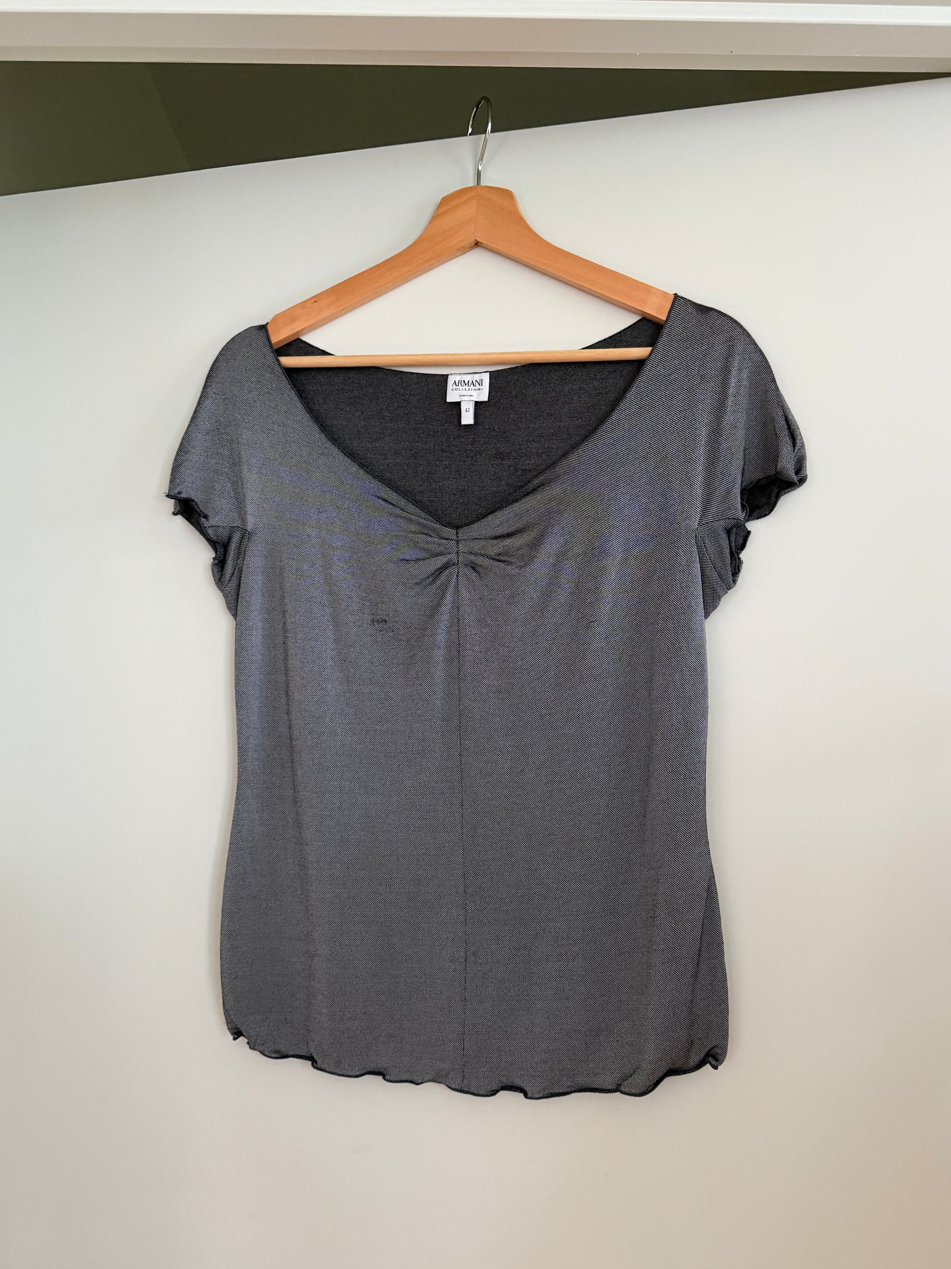Vintage Armani Ruched Neckline Fitted Top (M)