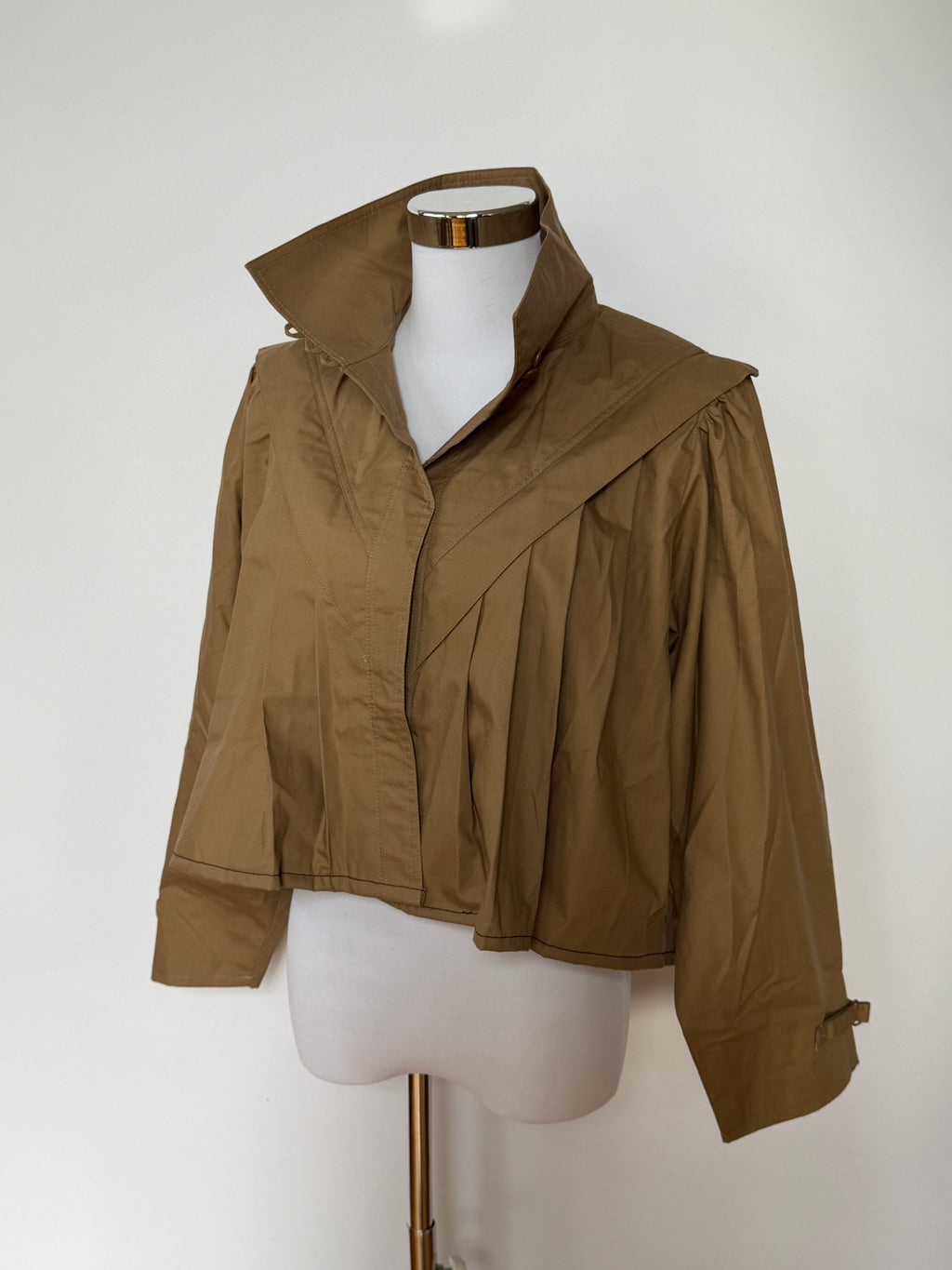 Vintage 80s/90s Khaki Structured Yoke Cropped Jacket (Fits S/M)