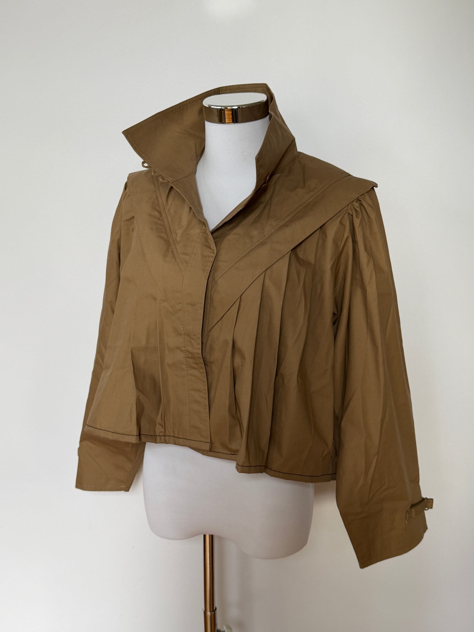 Vintage 80s/90s Khaki Structured Yoke Cropped Jacket (Fits S/M)