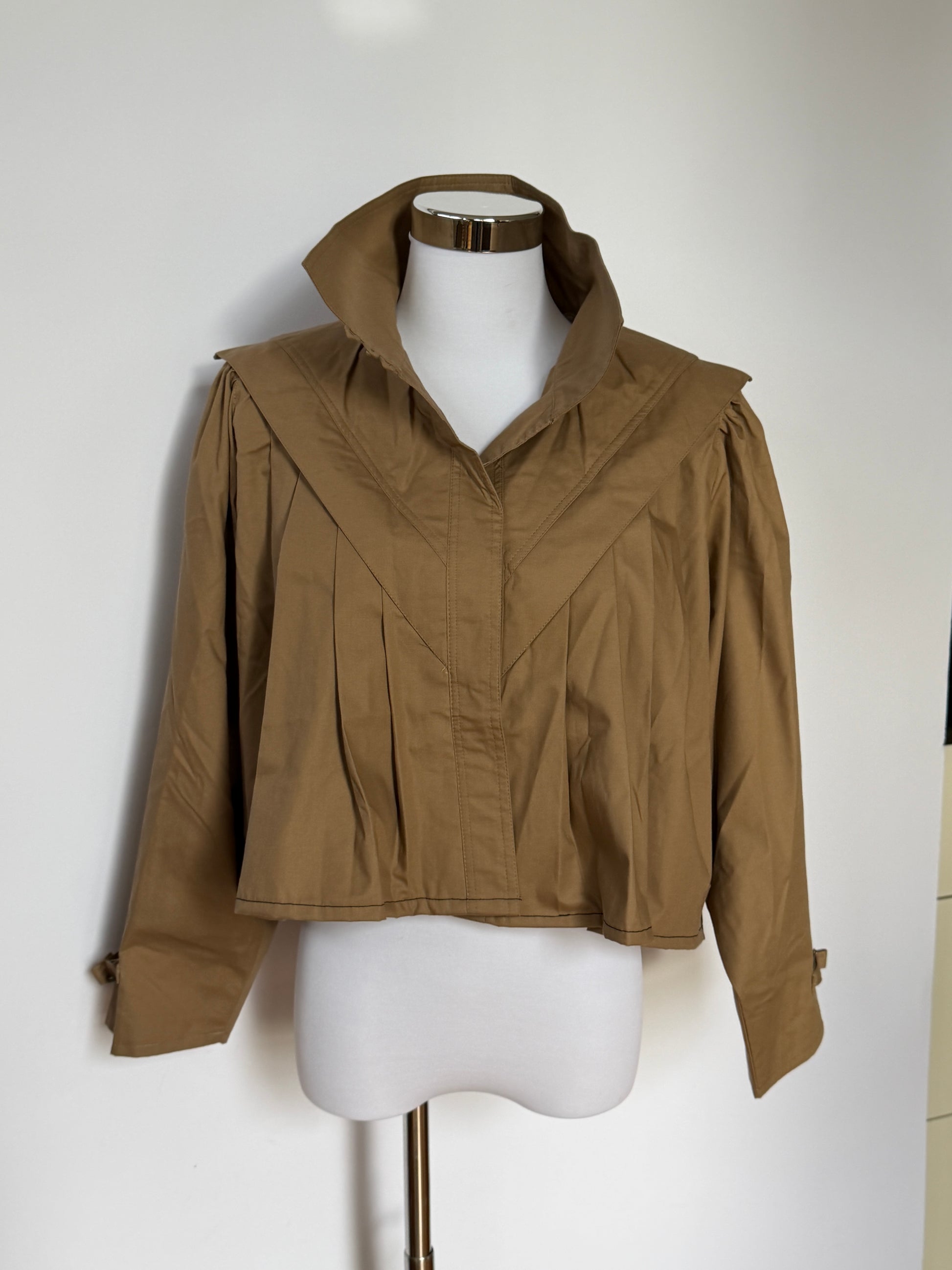 Vintage 80s/90s Khaki Structured Yoke Cropped Jacket (Fits S/M)
