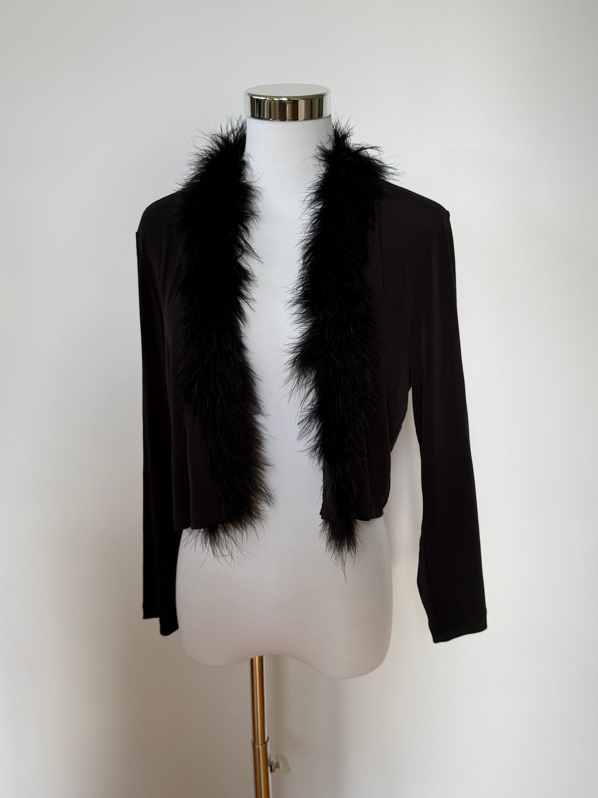 Vintage Calvin Klein Black Fluffy Fur Bolero Cardigan (S)