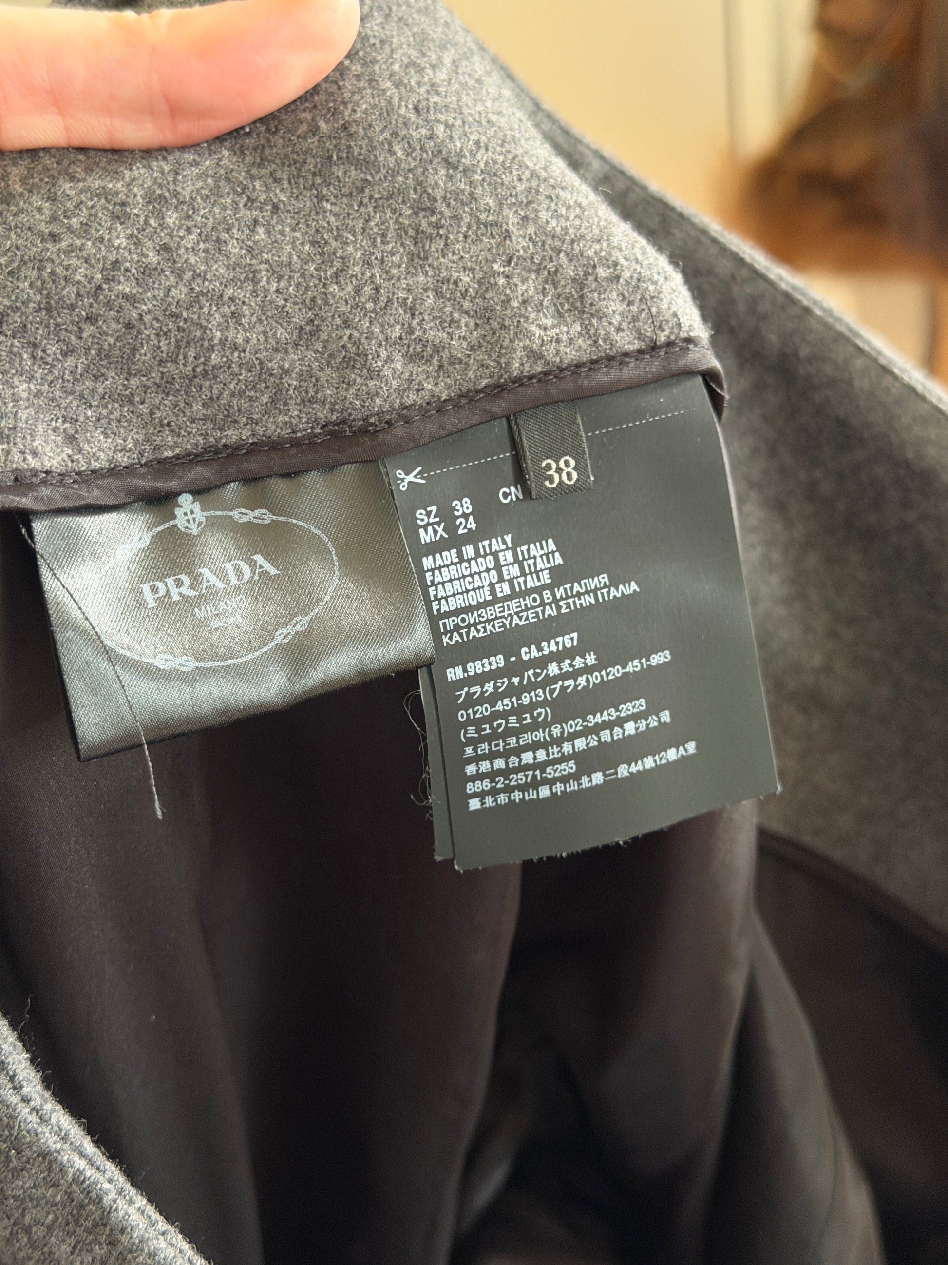 Prada Vintage Grey Wool Cropped Trousers with Matching Belt (XXS/XS)