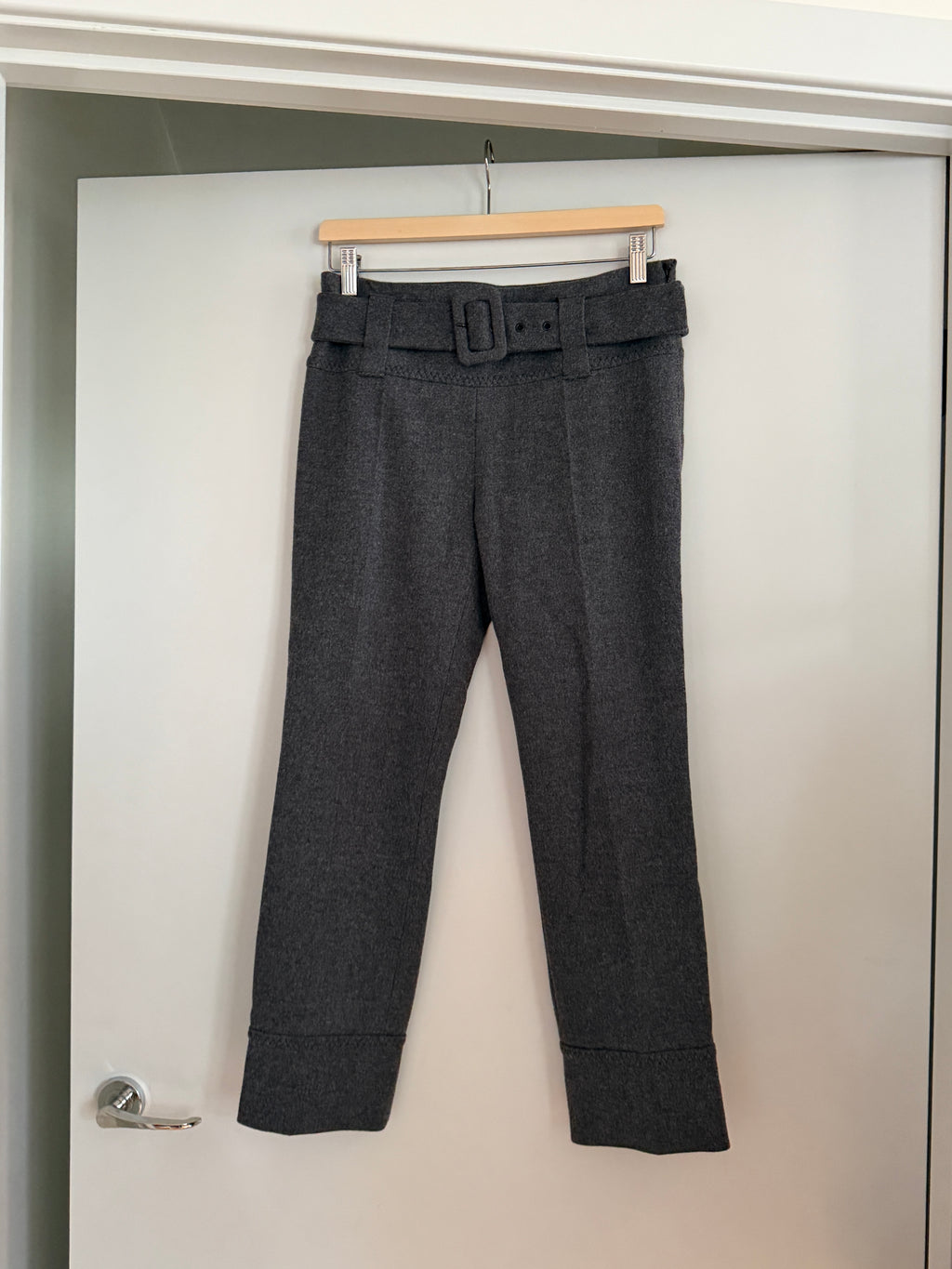 Prada Vintage Grey Wool Cropped Trousers with Matching Belt (XXS/XS)