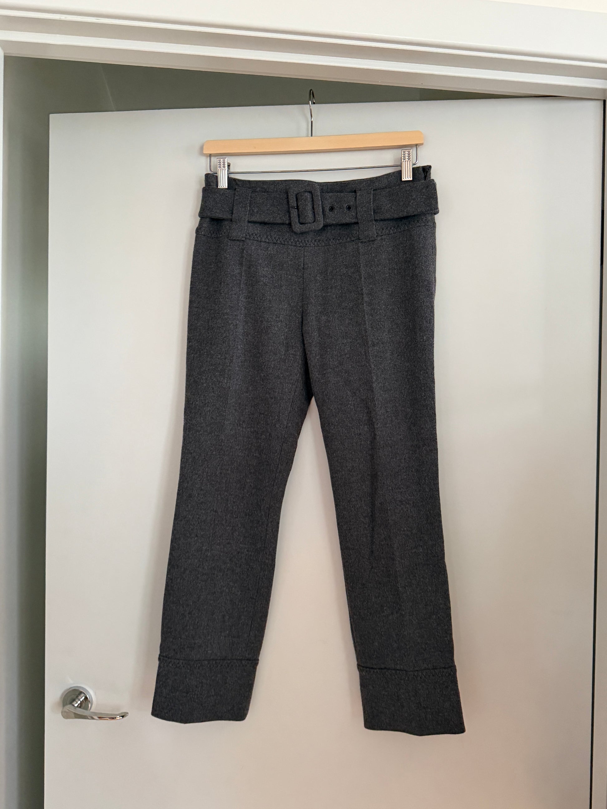 Prada Vintage Grey Wool Cropped Trousers with Matching Belt (XXS/XS)