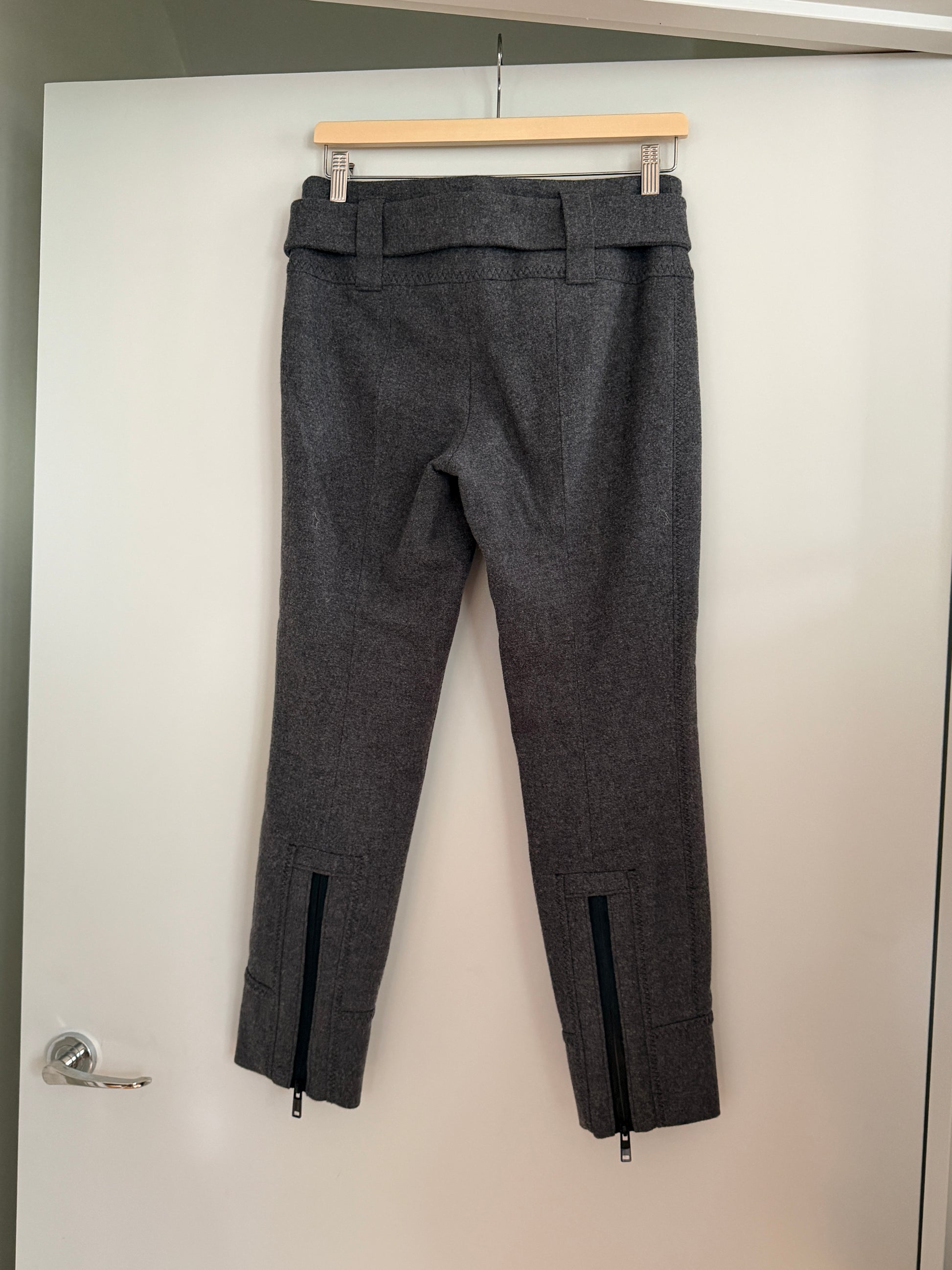 Prada Vintage Grey Wool Cropped Trousers with Matching Belt (XXS/XS)