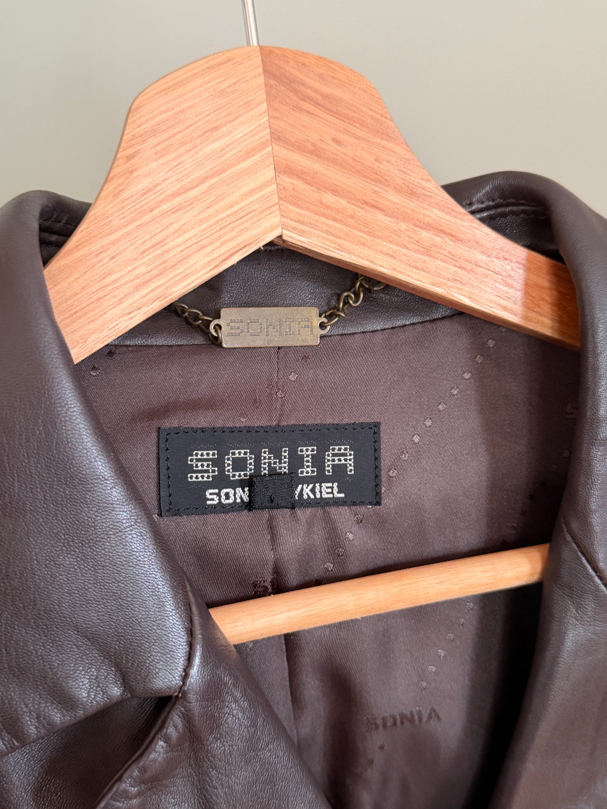 Sonia Rykiel Vintage Chocolate Brown Leather Jacket (Fits S)